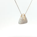 18k Two Tone 1.00ct E VS1 Round Pave Diamond Designer Purse Pendant 18"inch