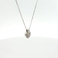 18k White Gold .50ct G VS2 Round Diamond Pave Heart Necklace 16"in