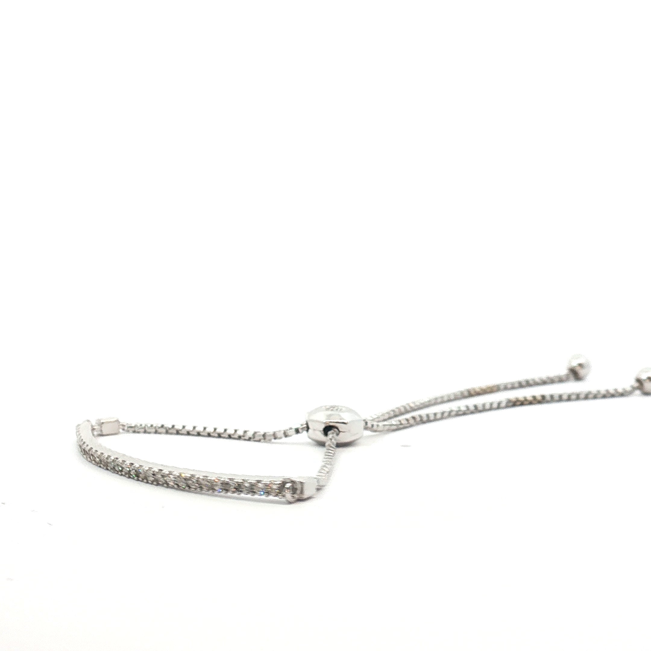14k White Gold .35ct G VS2 Round Diamond Bar Bolo Bracelet