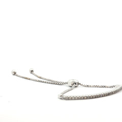 14k White Gold .35ct G VS2 Round Diamond Bar Bolo Bracelet