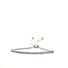 14k White Gold .35ct G VS2 Round Diamond Bar Bolo Bracelet