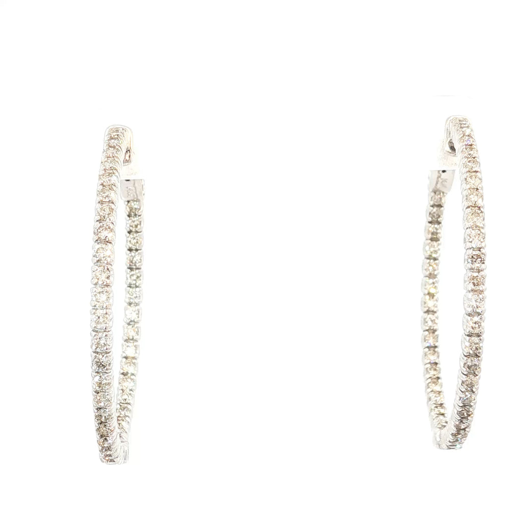 14k White Gold 1.50ct J SI1 Round Diamond Hoop Earrings
