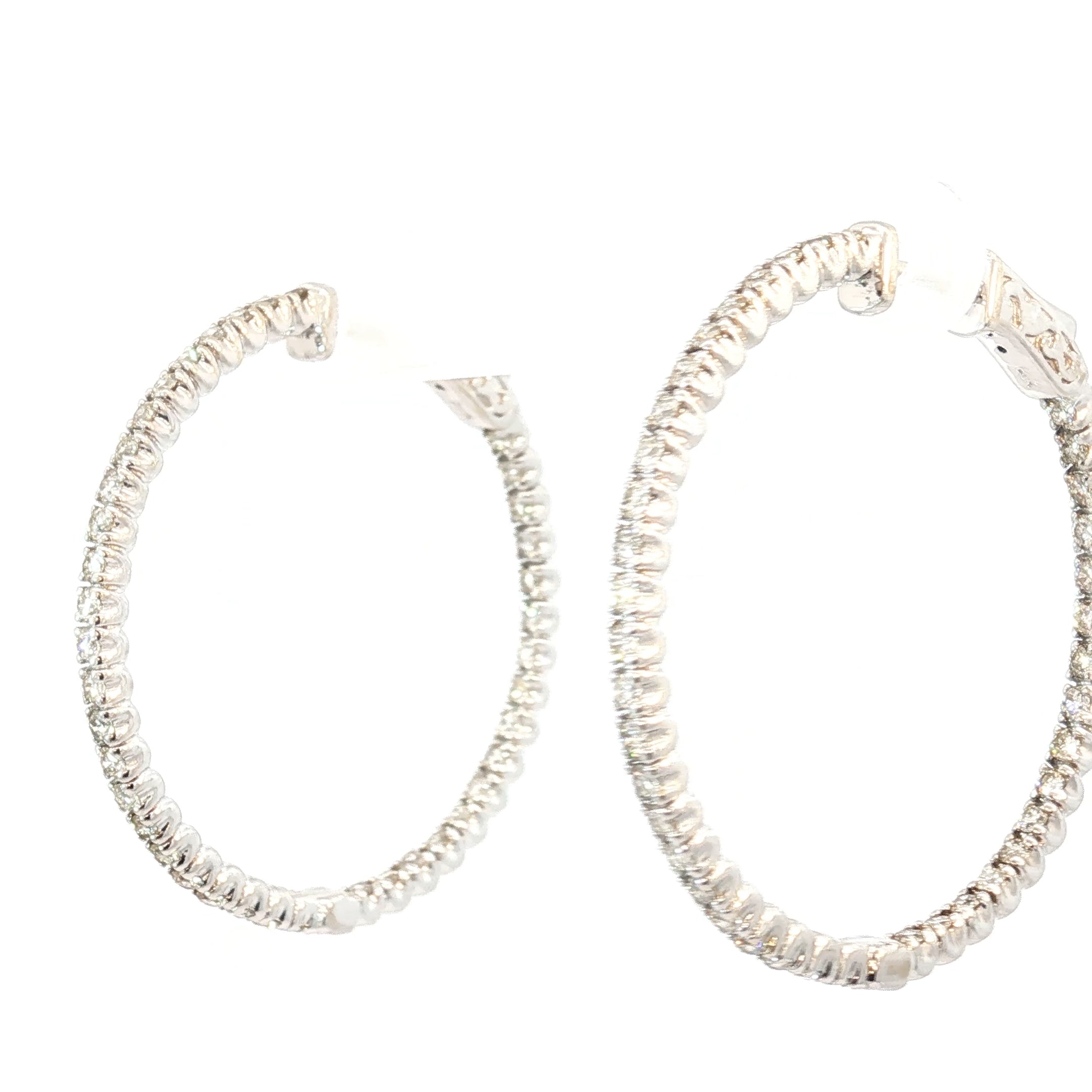 14k White Gold 1.50ct J SI1 Round Diamond Hoop Earrings