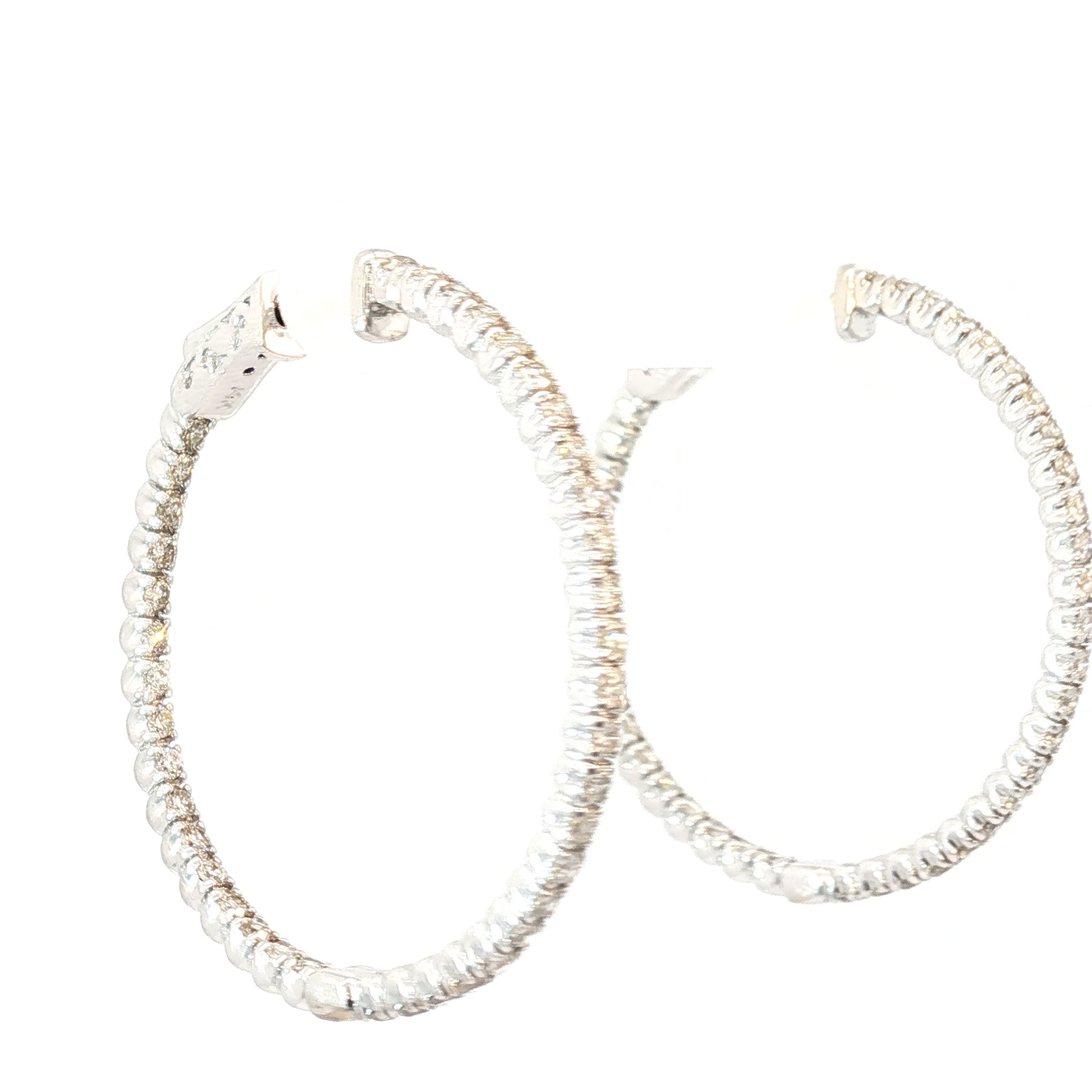 14k White Gold 1.50ct J SI1 Round Diamond Hoop Earrings