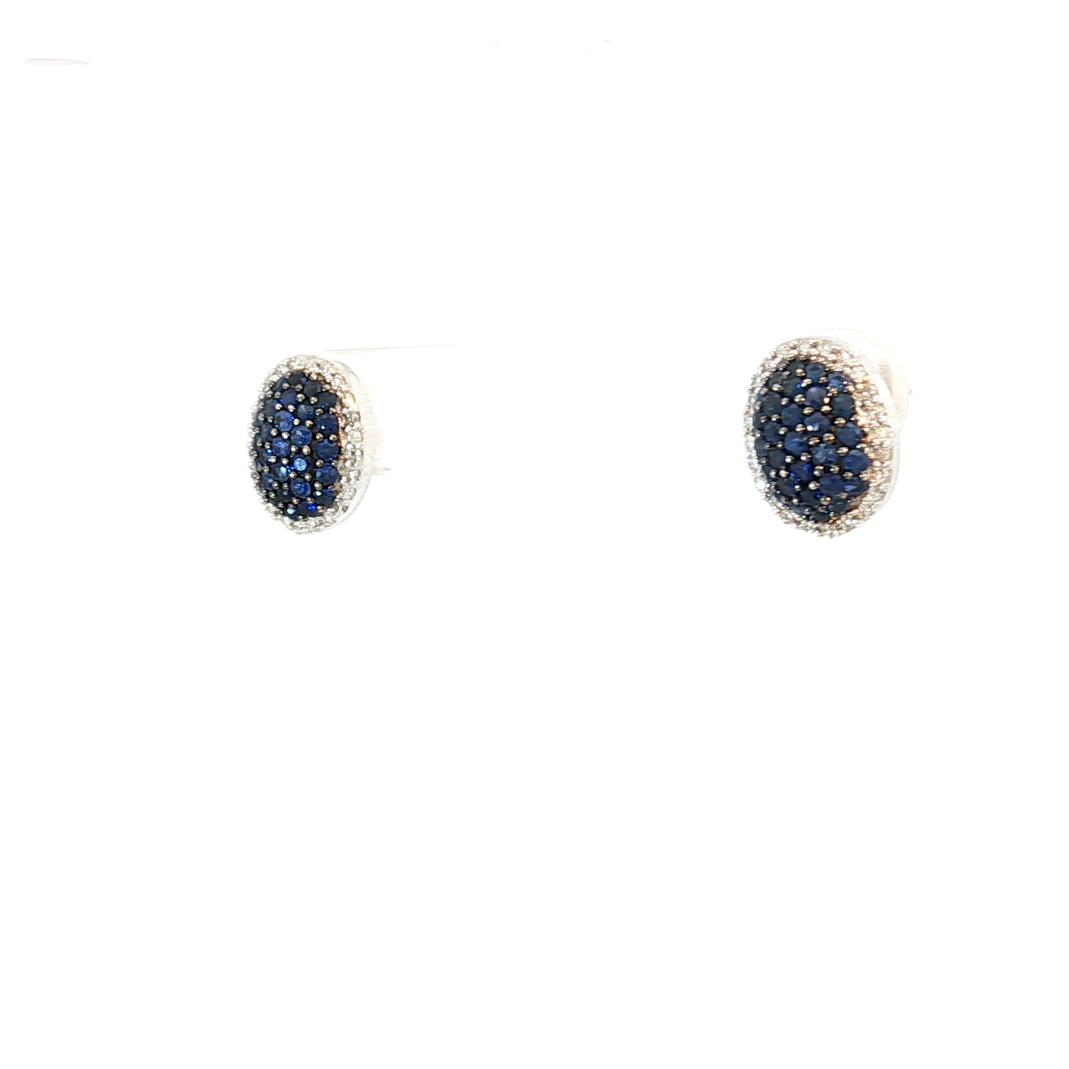 14k White Gold 1.50ct Round G SI1 Diamond and Blue Sapphire Total Weight Stud Earrings