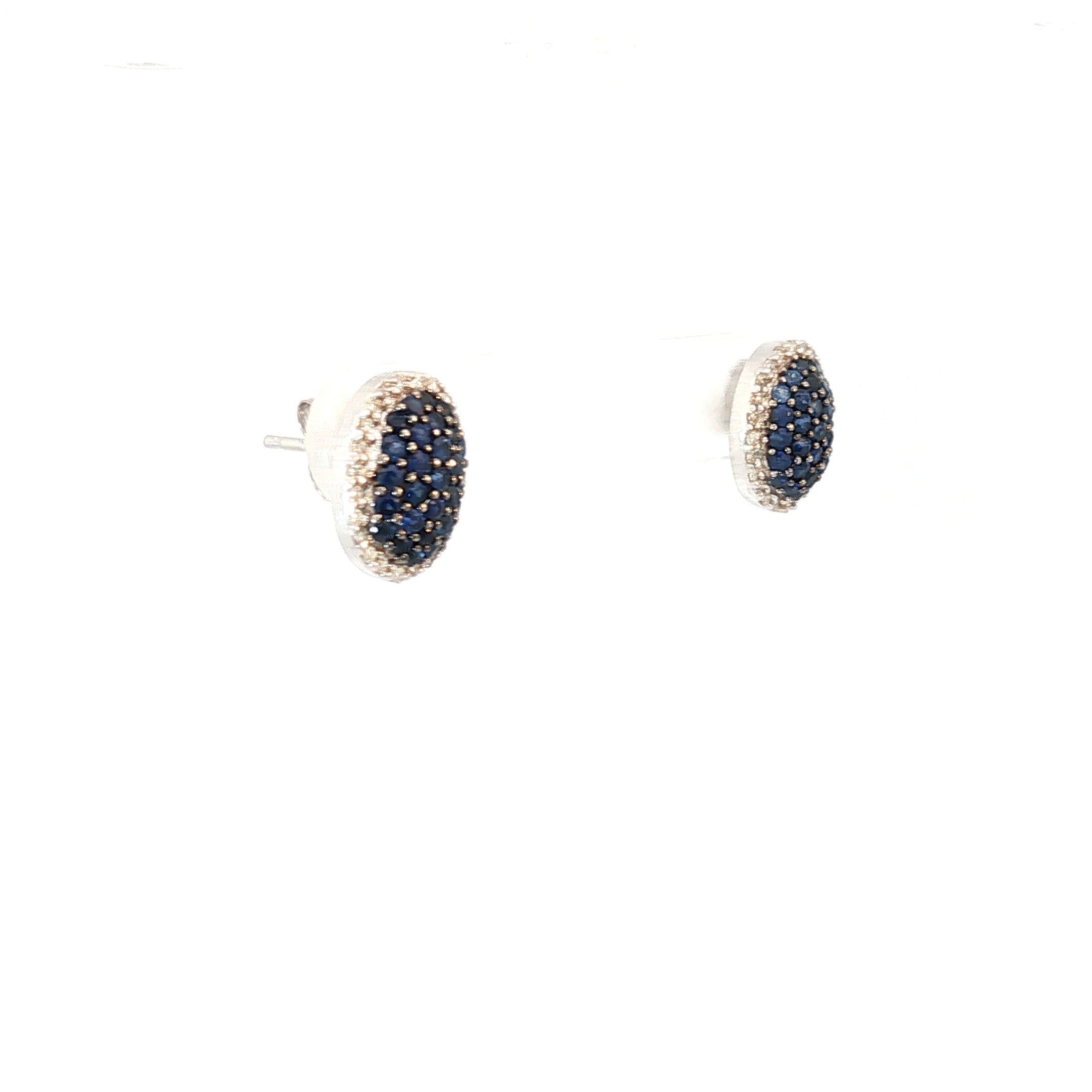 14k White Gold 1.50ct Round G SI1 Diamond and Blue Sapphire Total Weight Stud Earrings