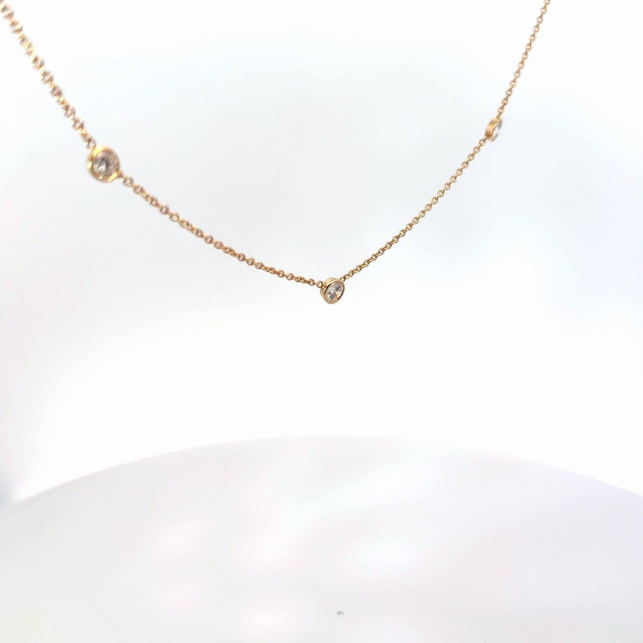 14k Yellow Gold 1.00ct F VS2 Round Diamond (3) Diamond By Yard Necklace