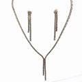 14k White Gold 1.00ct H SI2 Round Diamond Necklace / .50ct H SI2 Round Diamond Earrings Lariat Set