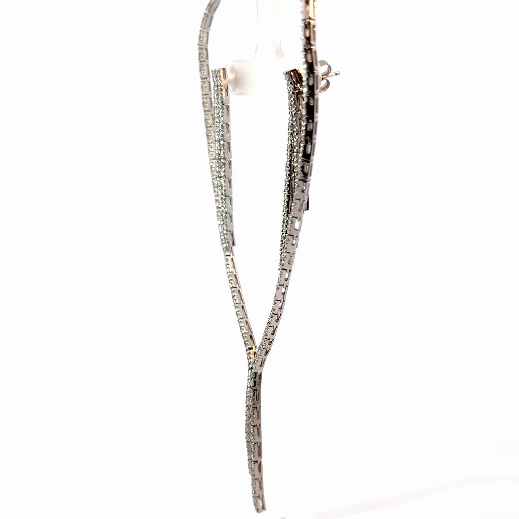 14k White Gold 1.00ct H SI2 Round Diamond Necklace / .50ct H SI2 Round Diamond Earrings Lariat Set