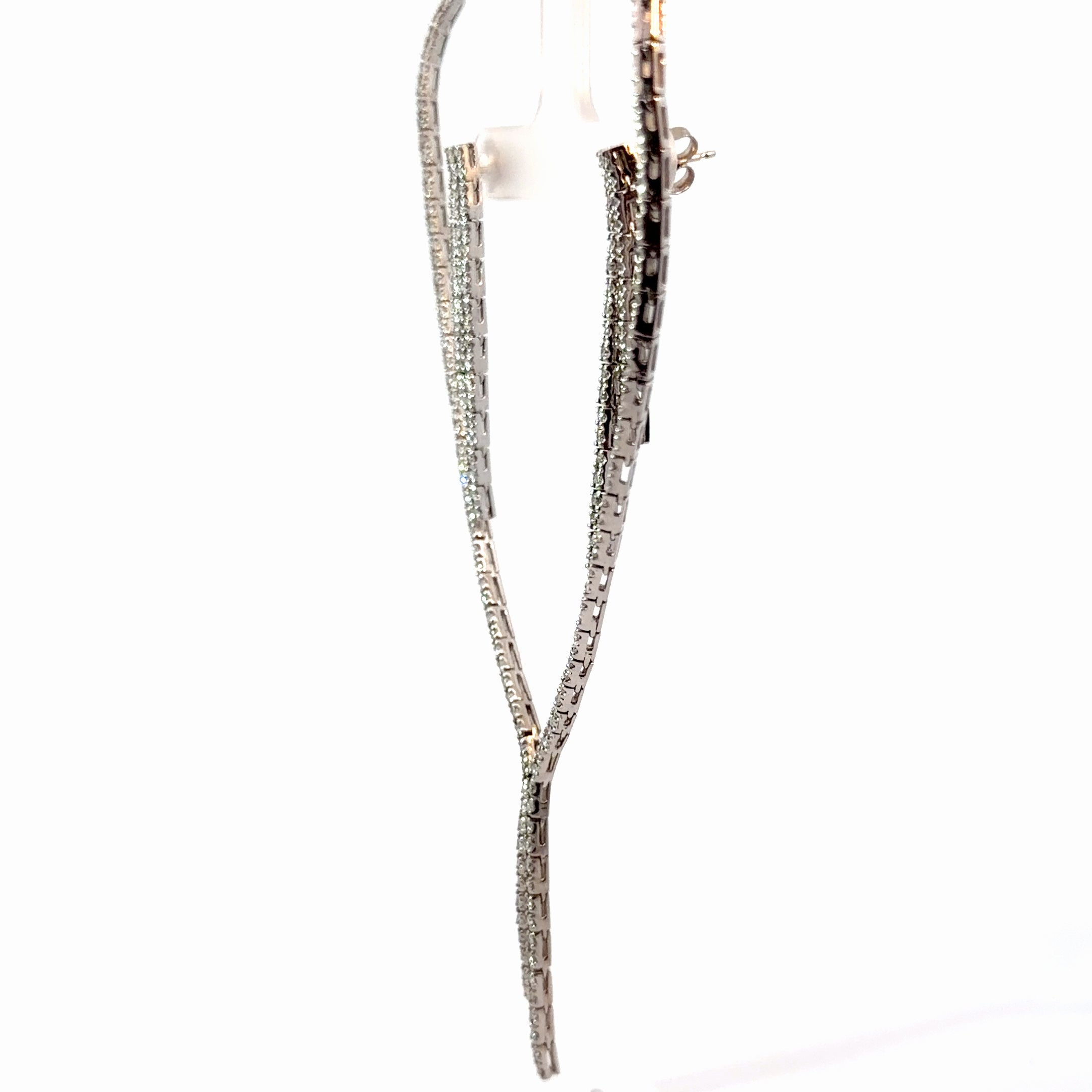 14k White Gold 1.00ct H SI2 Round Diamond Necklace / .50ct H SI2 Round Diamond Earrings Lariat Set