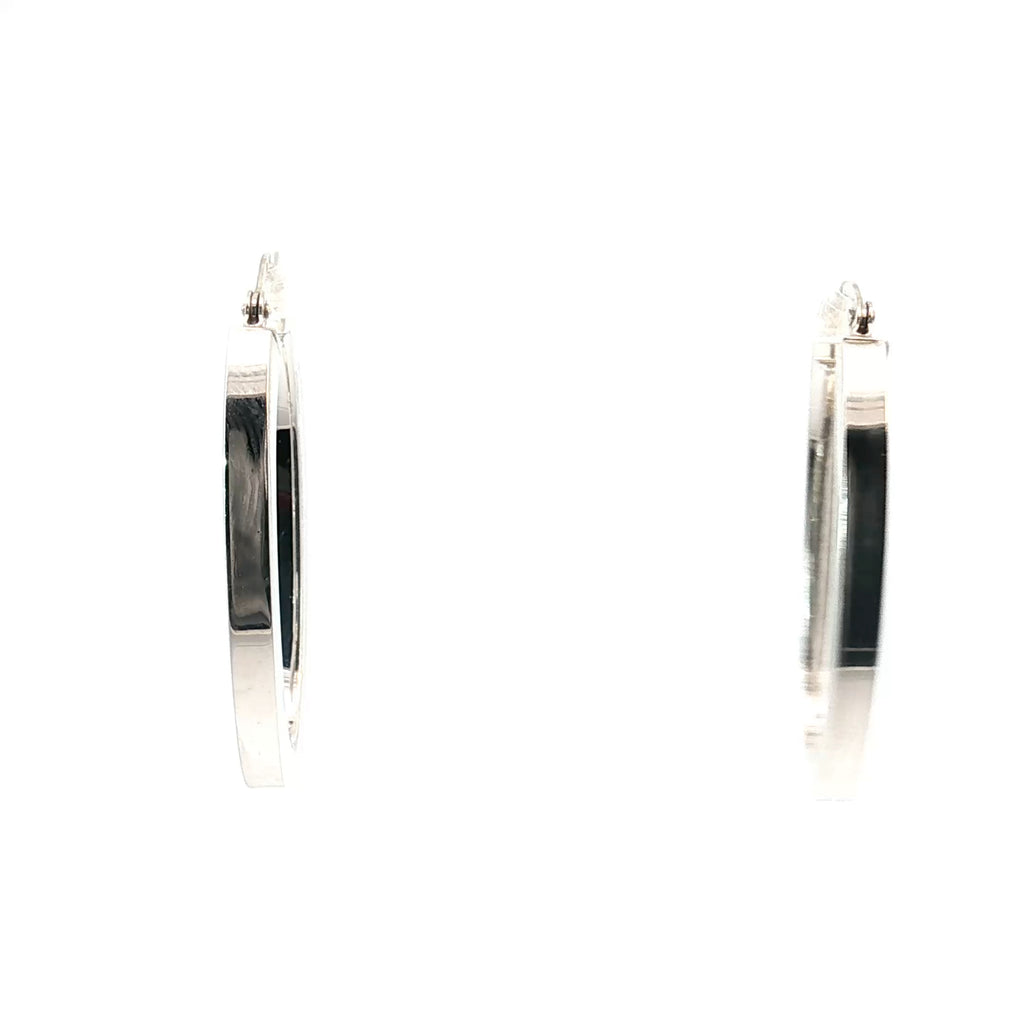 14k White Gold Oval Shape Hoop Earrings 2.6 gram