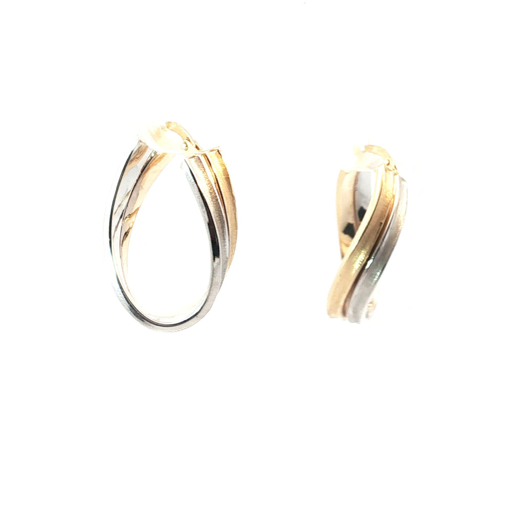 14k Two Tone Oval Shape Hoop Earrings 3.3 gram