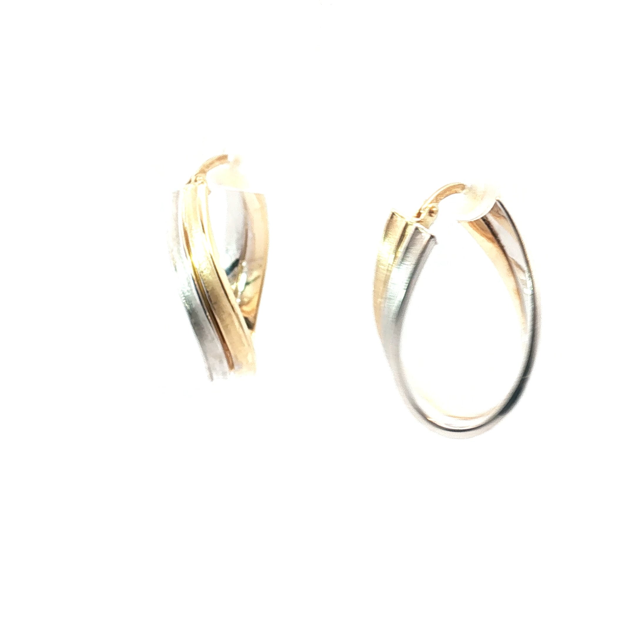 14k Two Tone Oval Shape Hoop Earrings 3.3 gram