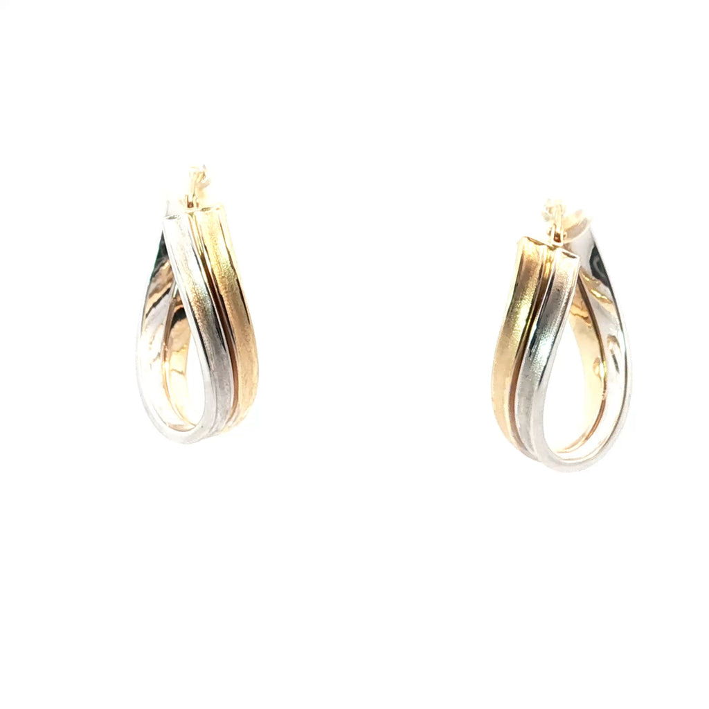 14k Two Tone Oval Shape Hoop Earrings 3.3 gram