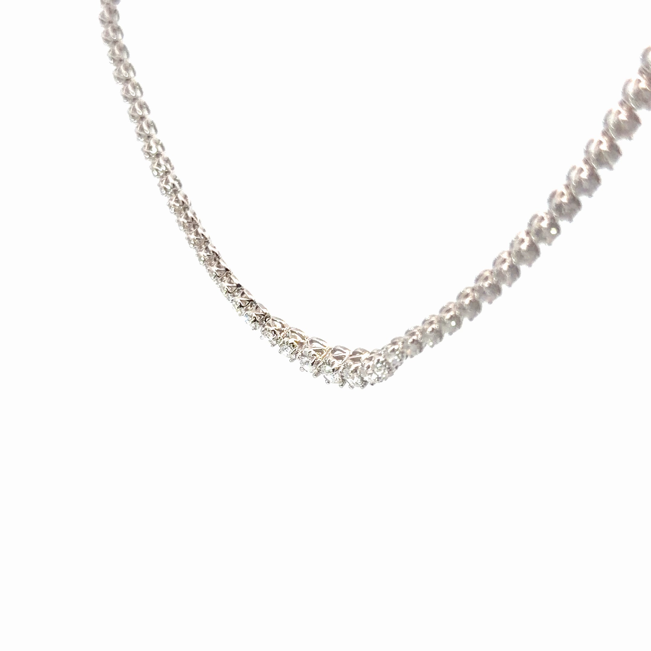 14k White Gold 5.00ct G SI1 Round Diamond Riviera Necklace