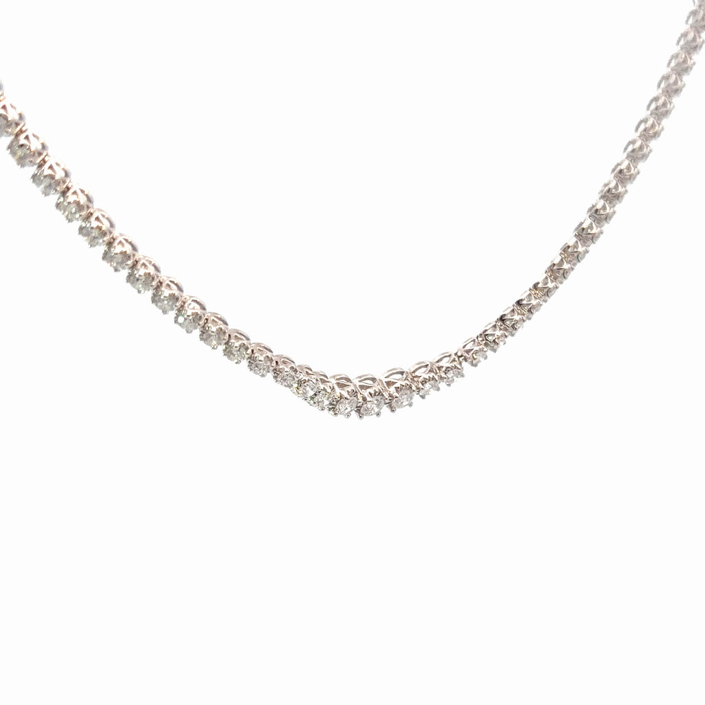 14k White Gold 5.00ct G SI1 Round Diamond Riviera Necklace