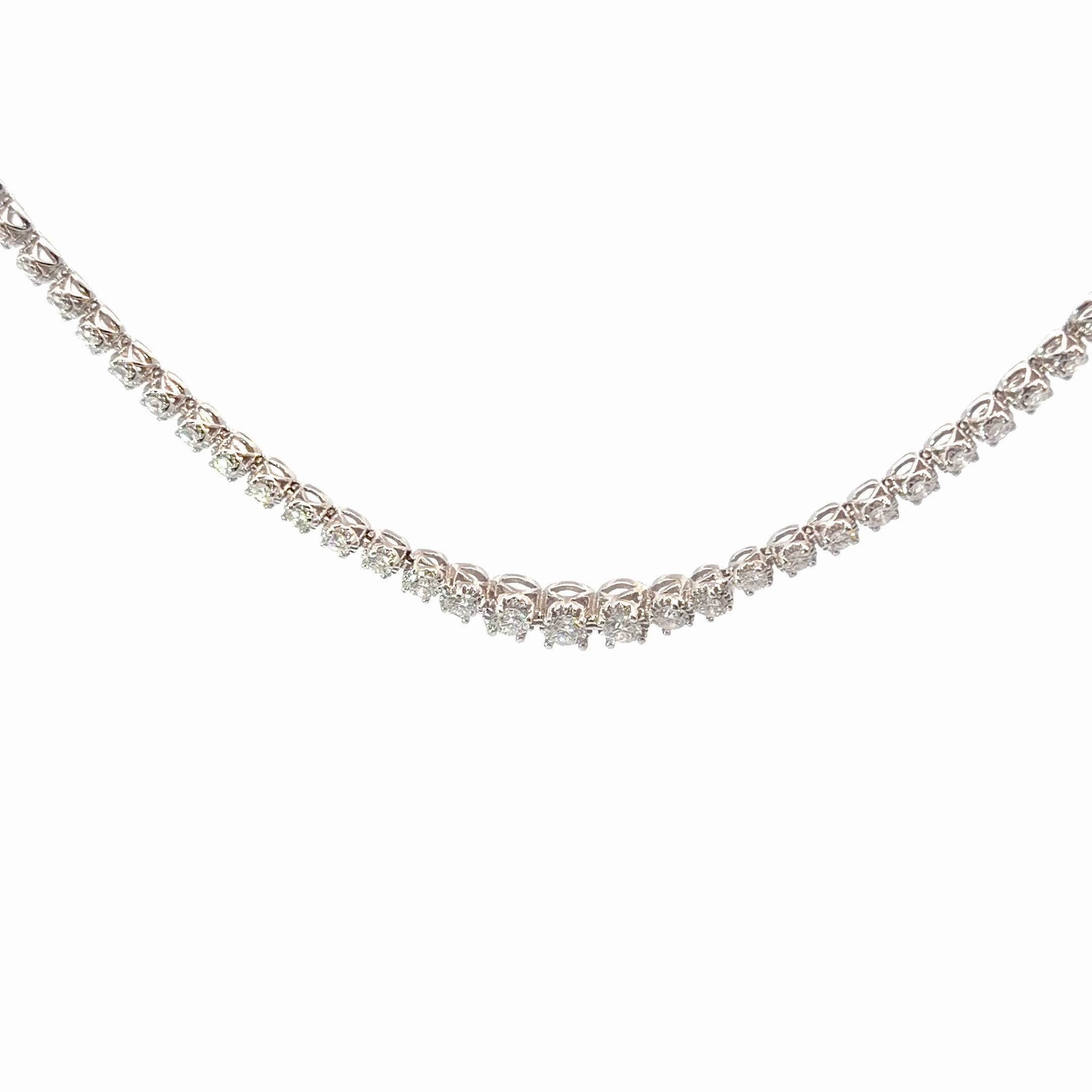 14k White Gold 5.00ct G SI1 Round Diamond Riviera Necklace