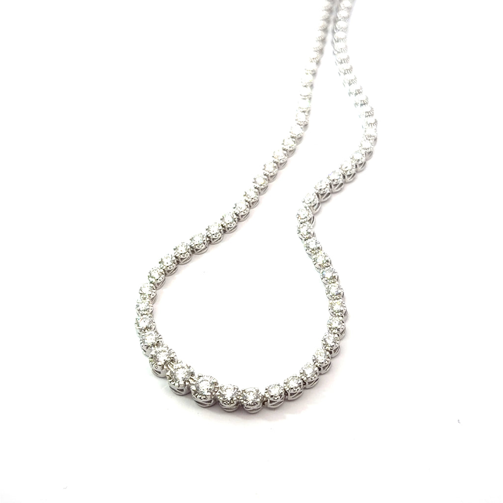 14k White Gold 5.00ct G SI1 Round Diamond Riviera Necklace