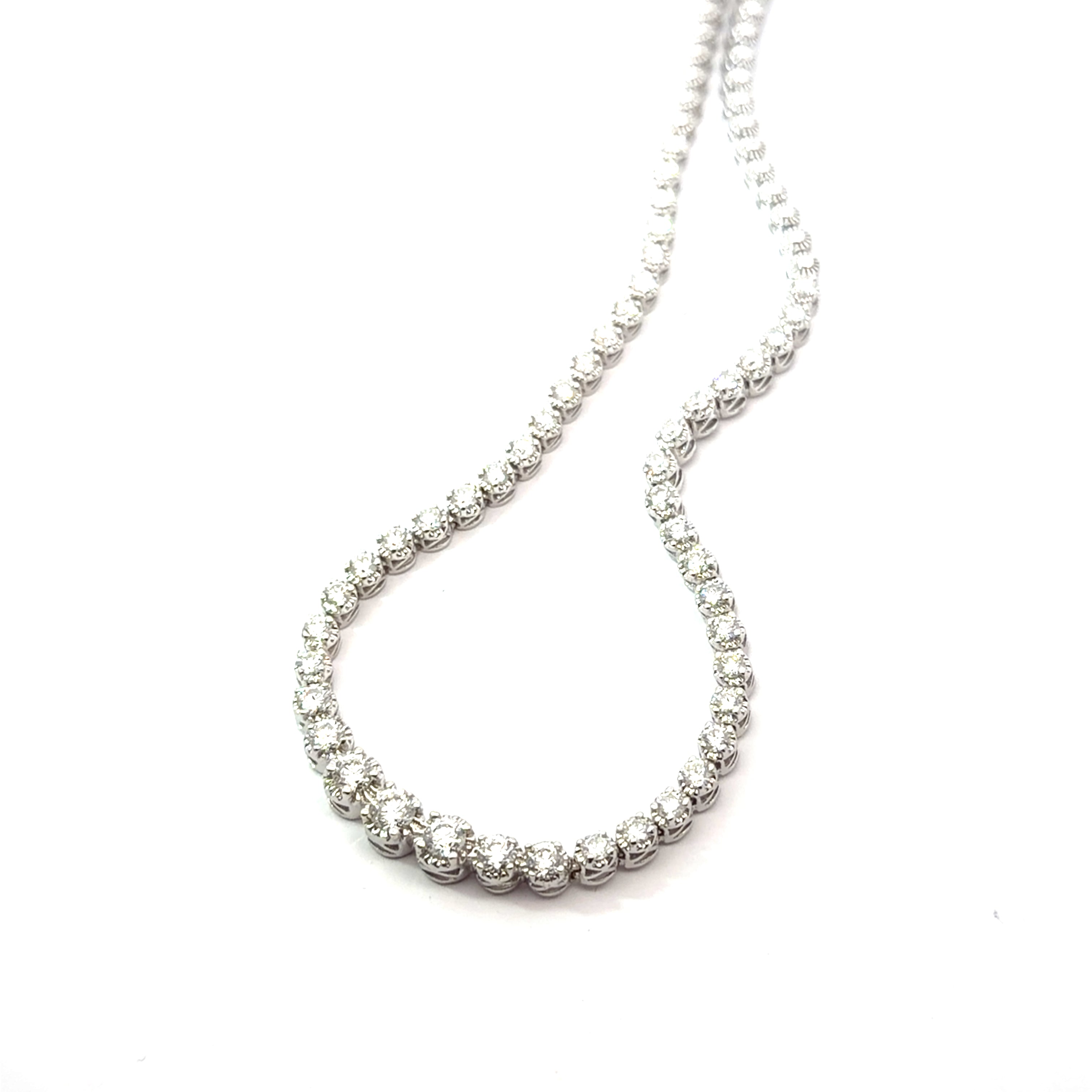14k White Gold 5.00ct G SI1 Round Diamond Riviera Necklace