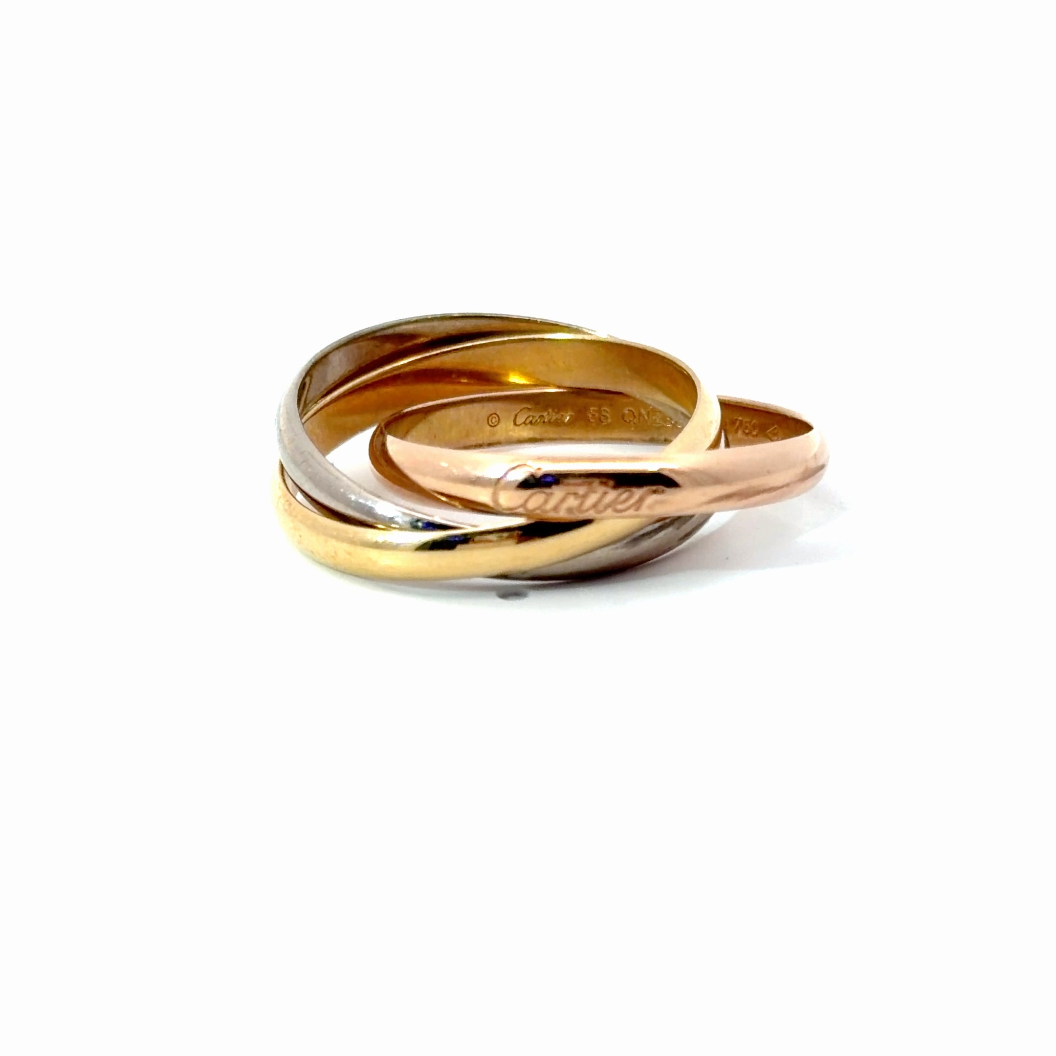 Pre-loved 18k Yellow ,Rose and White Gold Cartier Trinity Ring Size 8 1/2