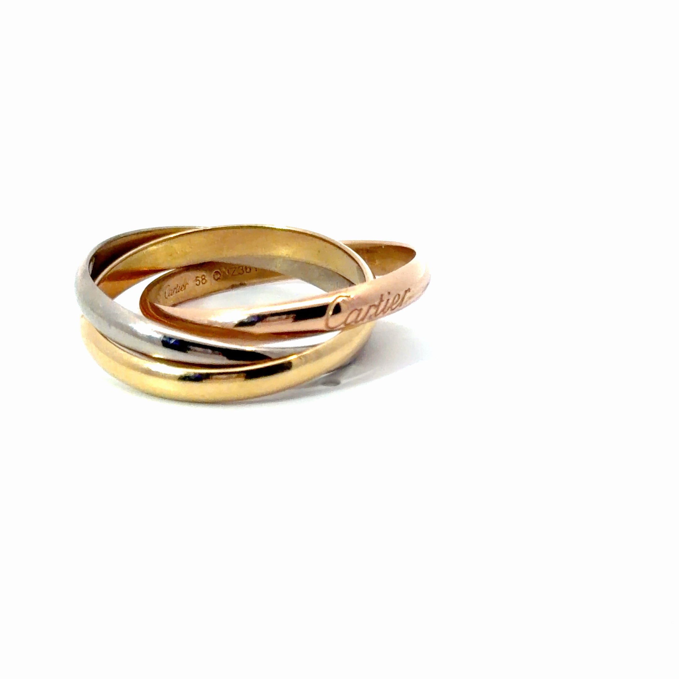 Pre-loved 18k Yellow ,Rose and White Gold Cartier Trinity Ring Size 8 1/2