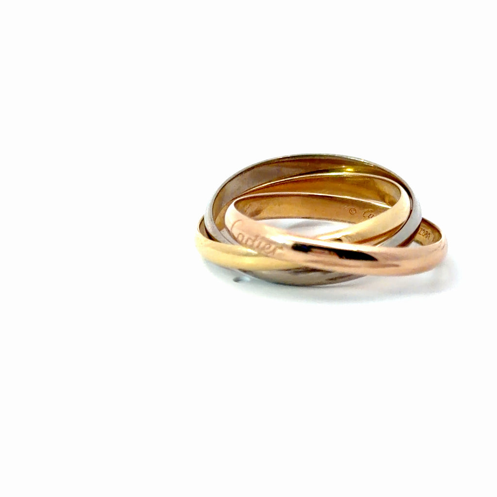 Pre-loved 18k Yellow ,Rose and White Gold Cartier Trinity Ring Size 8 1/2
