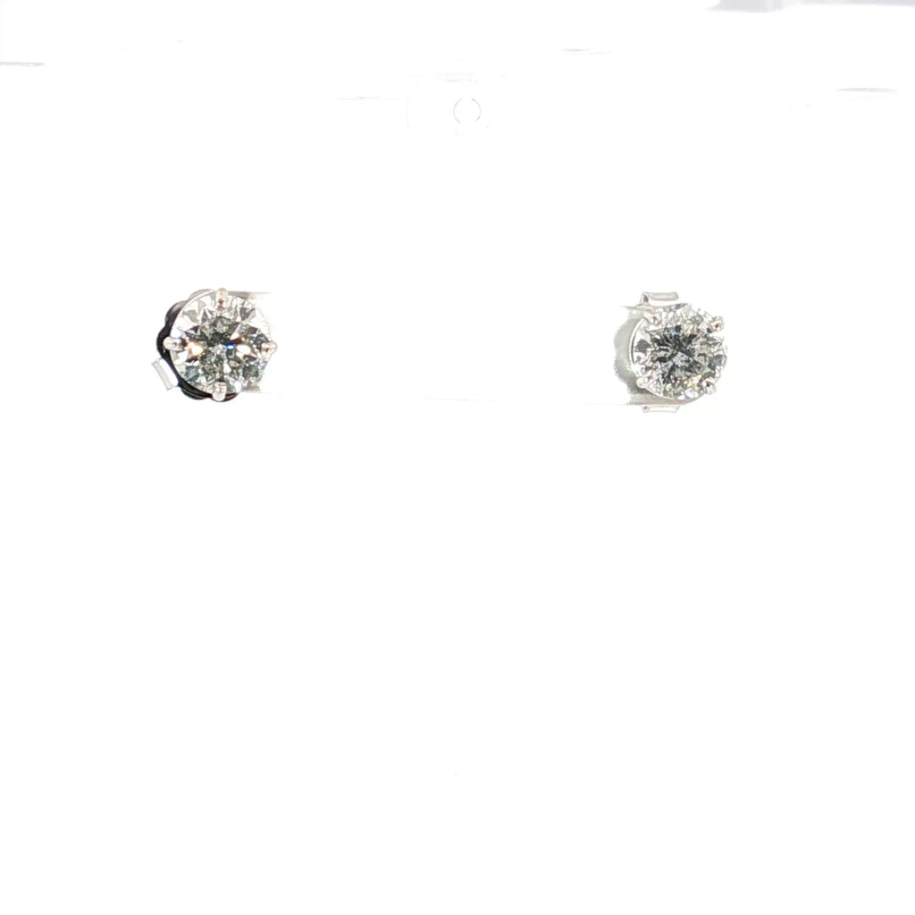 14k White Gold 3.70ct G I1 Round Total Diamond Weight Stud Earrings