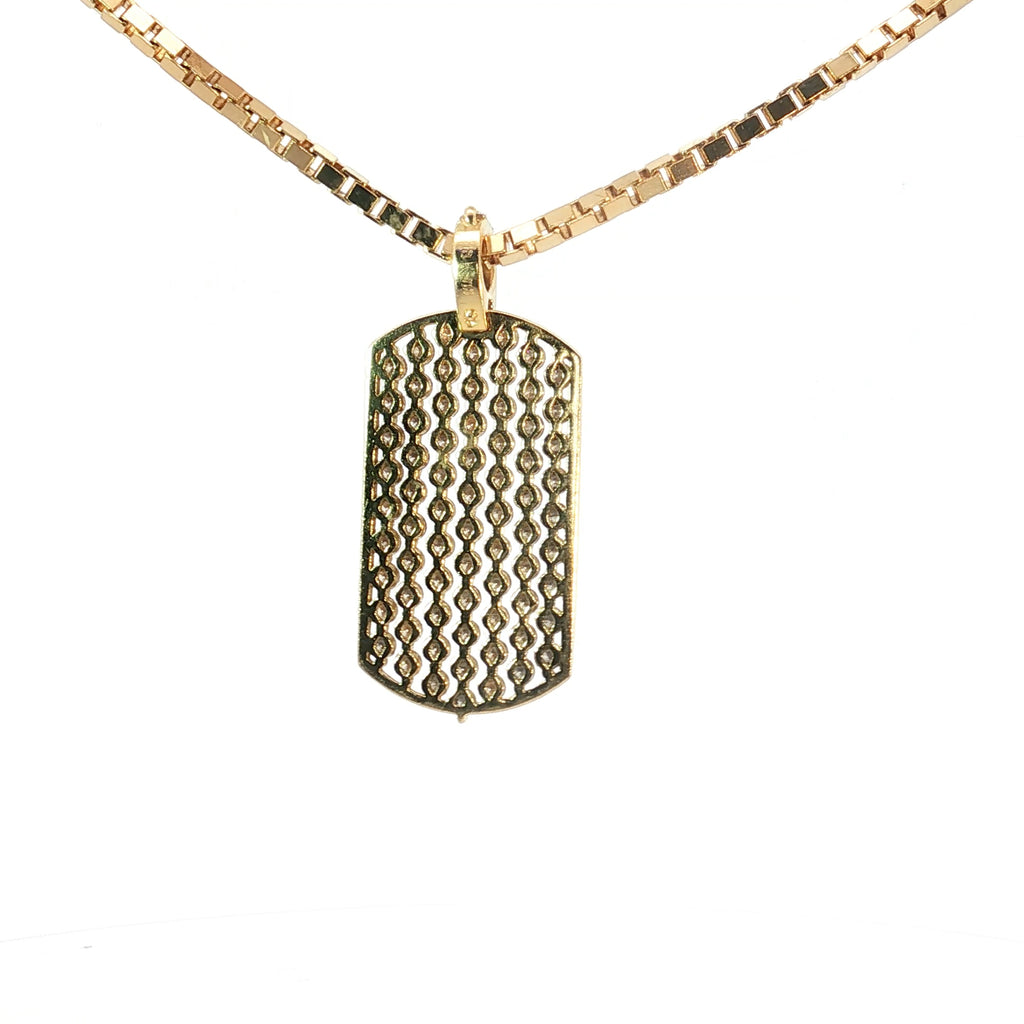 18k Yellow Gold 4.00ct E VS1 Round Diamond Dog Tag Pendant