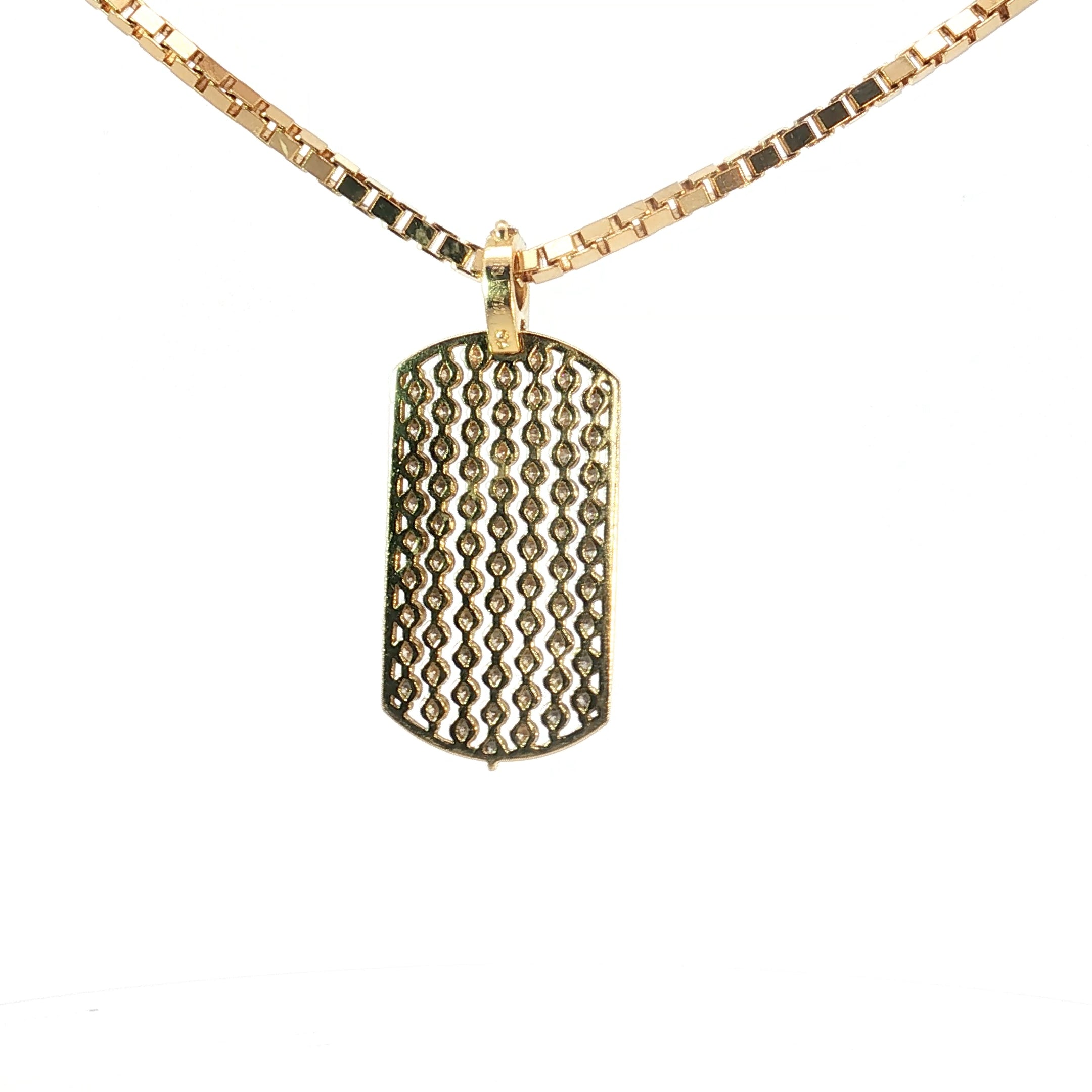 18k Yellow Gold 4.00ct E VS1 Round Diamond Dog Tag Pendant
