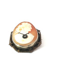14k White Gold Vintage Cameo with Round Diamond Necklace Pin / Pendant 1 3/4 x 1 1/2