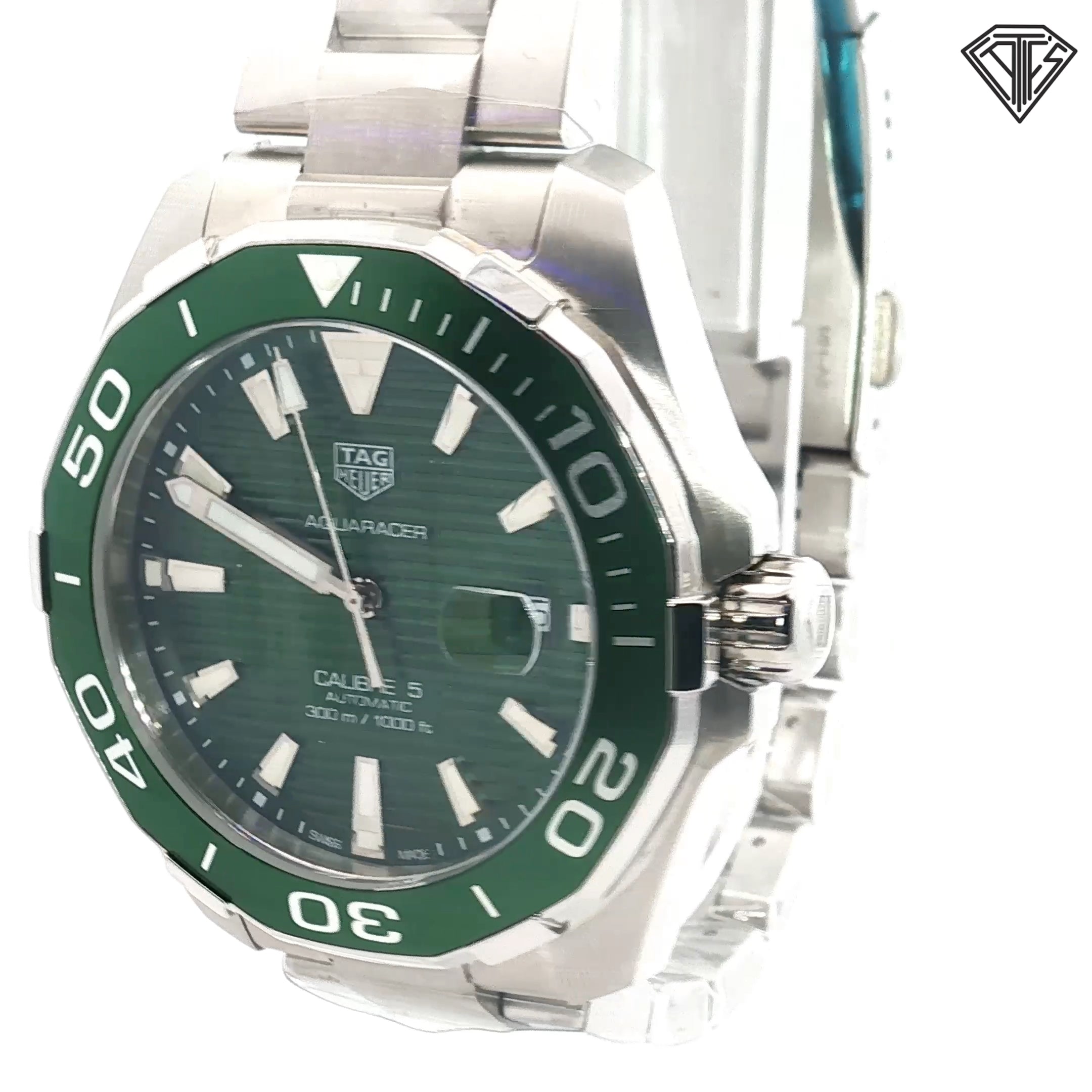 Pre-owned Tag Heuer Aqua Racer 300M/ 43mm/ Green Dial / Date Display/ Automatic Calibre 5 Hulk