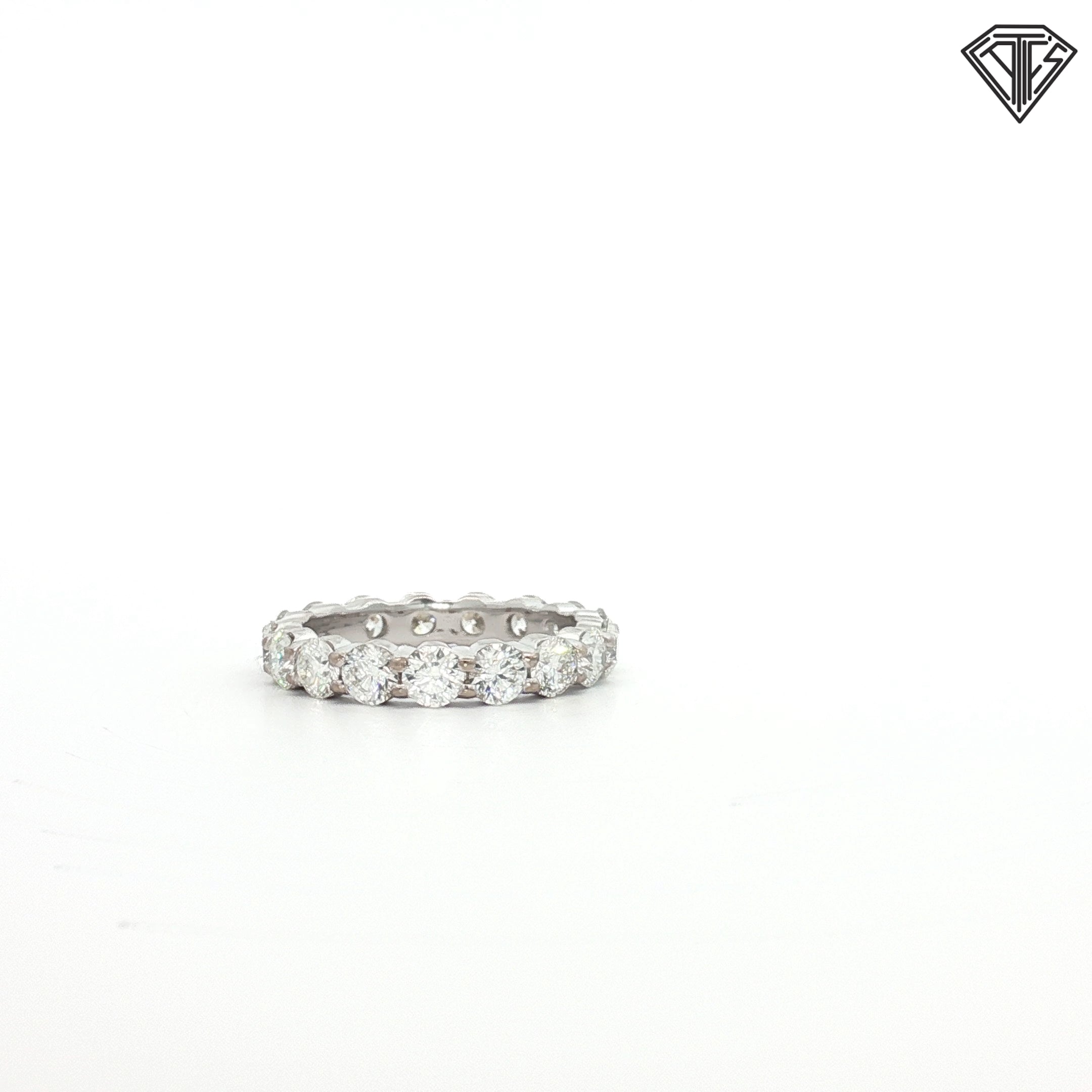 18k White Gold 3.50ct F VS1 Round Diamond Eternity Band By Heart on Fire Size 7