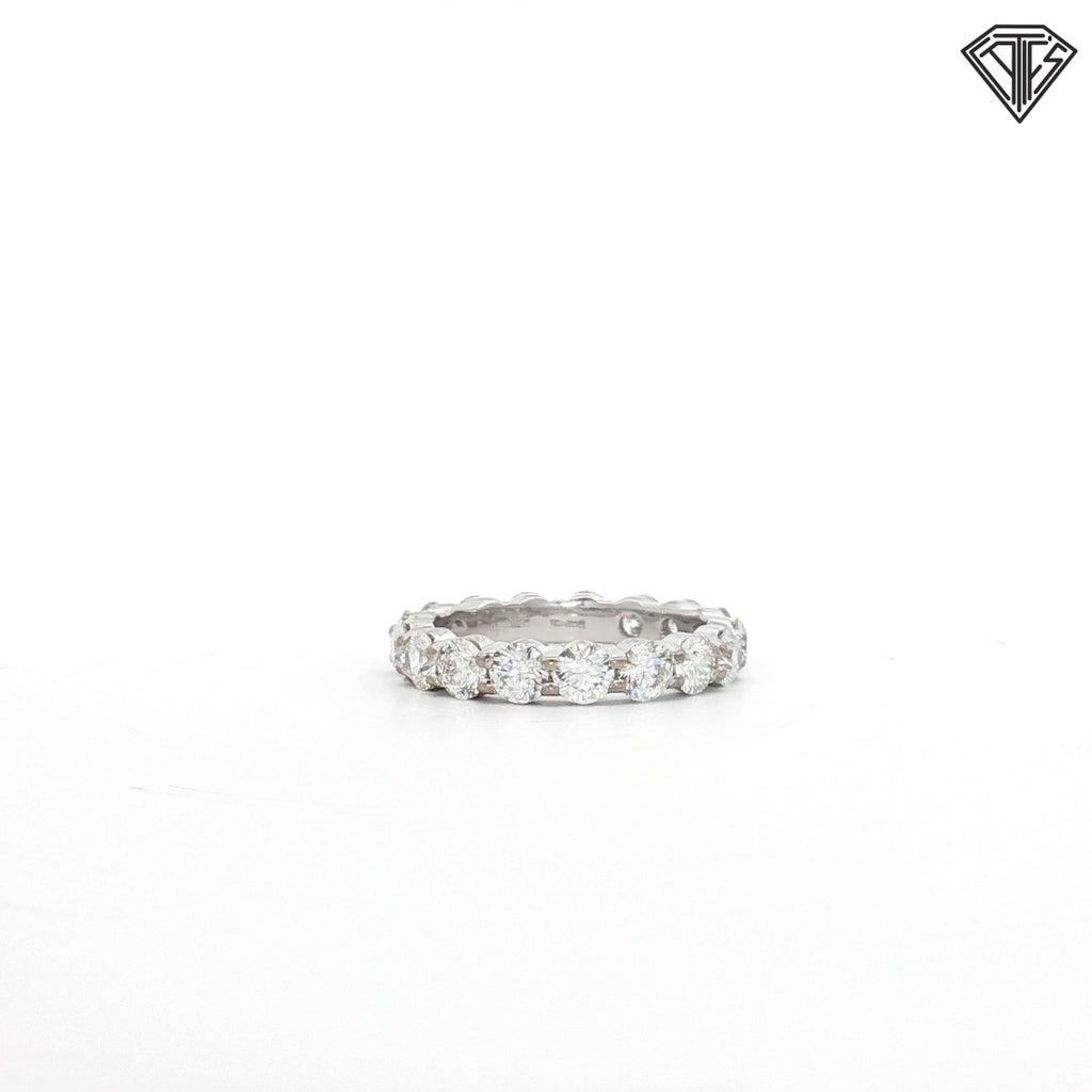 18k White Gold 3.50ct F VS1 Round Diamond Eternity Band By Heart on Fire Size 7