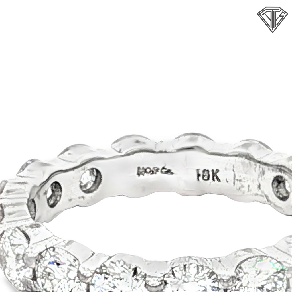 18k White Gold 3.50ct F VS1 Round Diamond Eternity Band By Heart on Fire Size 7