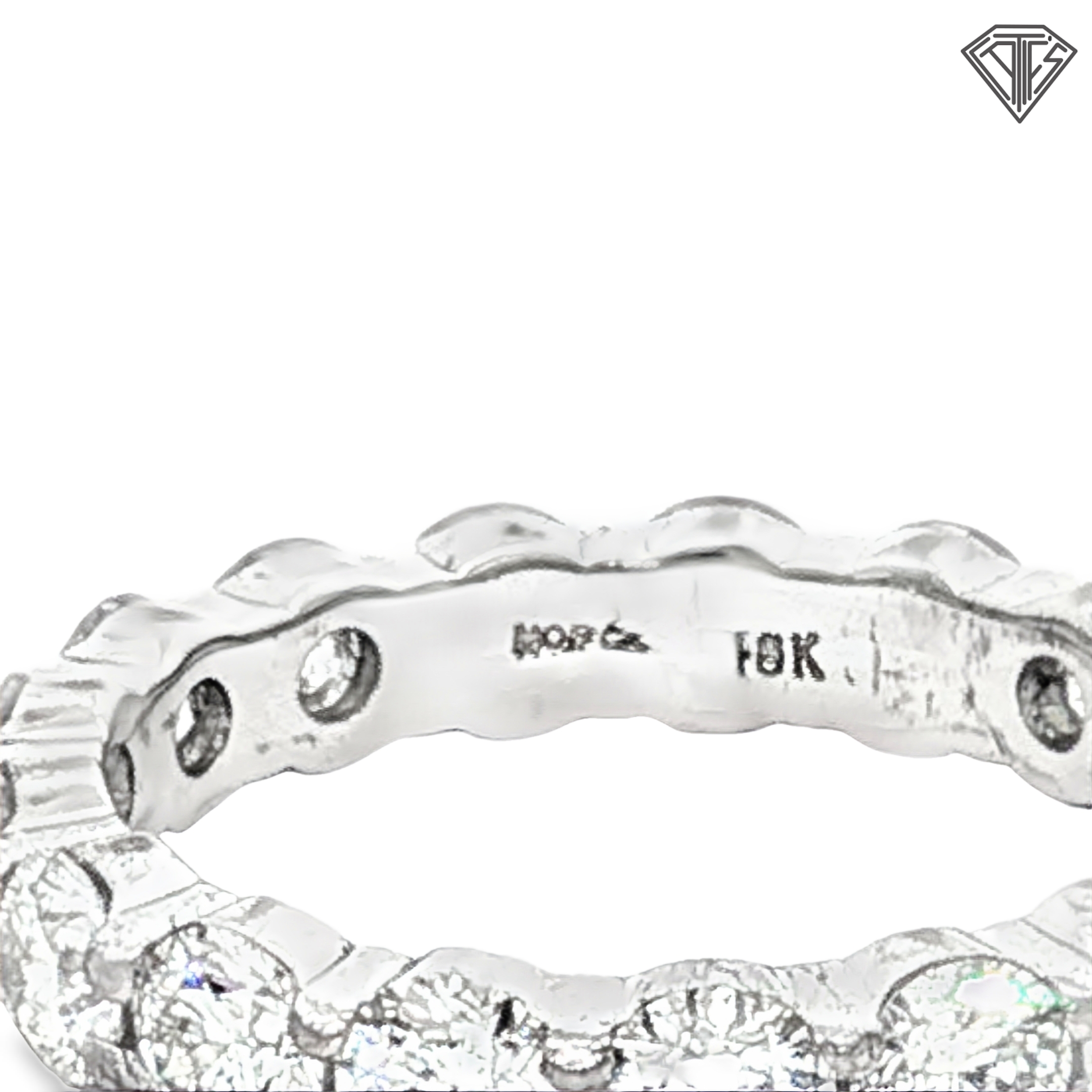 18k White Gold 3.50ct F VS1 Round Diamond Eternity Band By Heart on Fire Size 7