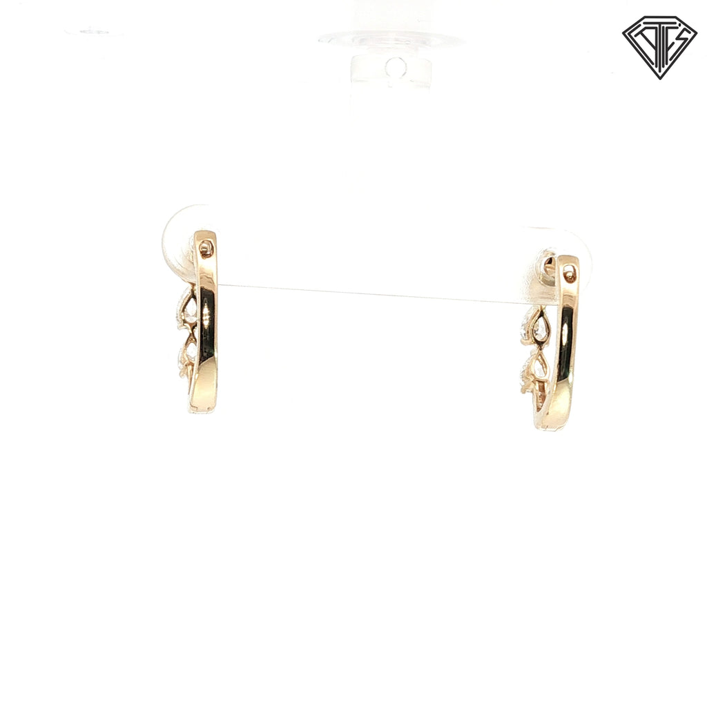 14k Yellow Gold 1.50ct G VS2 Pear Shape Diamond Huggies Earrings 3/4" x 1/2"