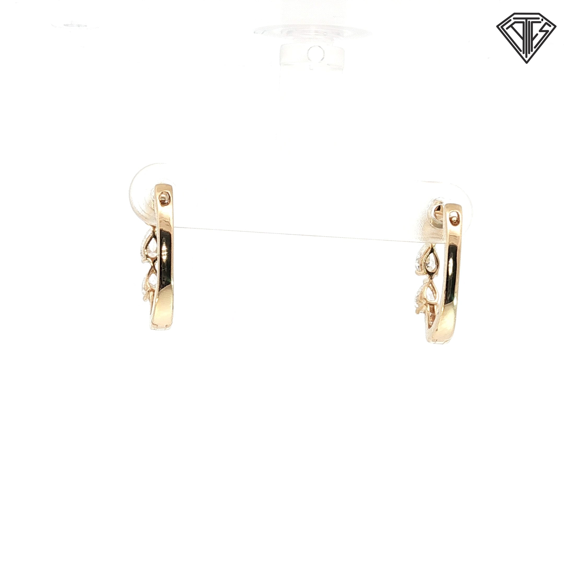 14k Yellow Gold 1.50ct G VS2 Pear Shape Diamond Huggies Earrings 3/4" x 1/2"