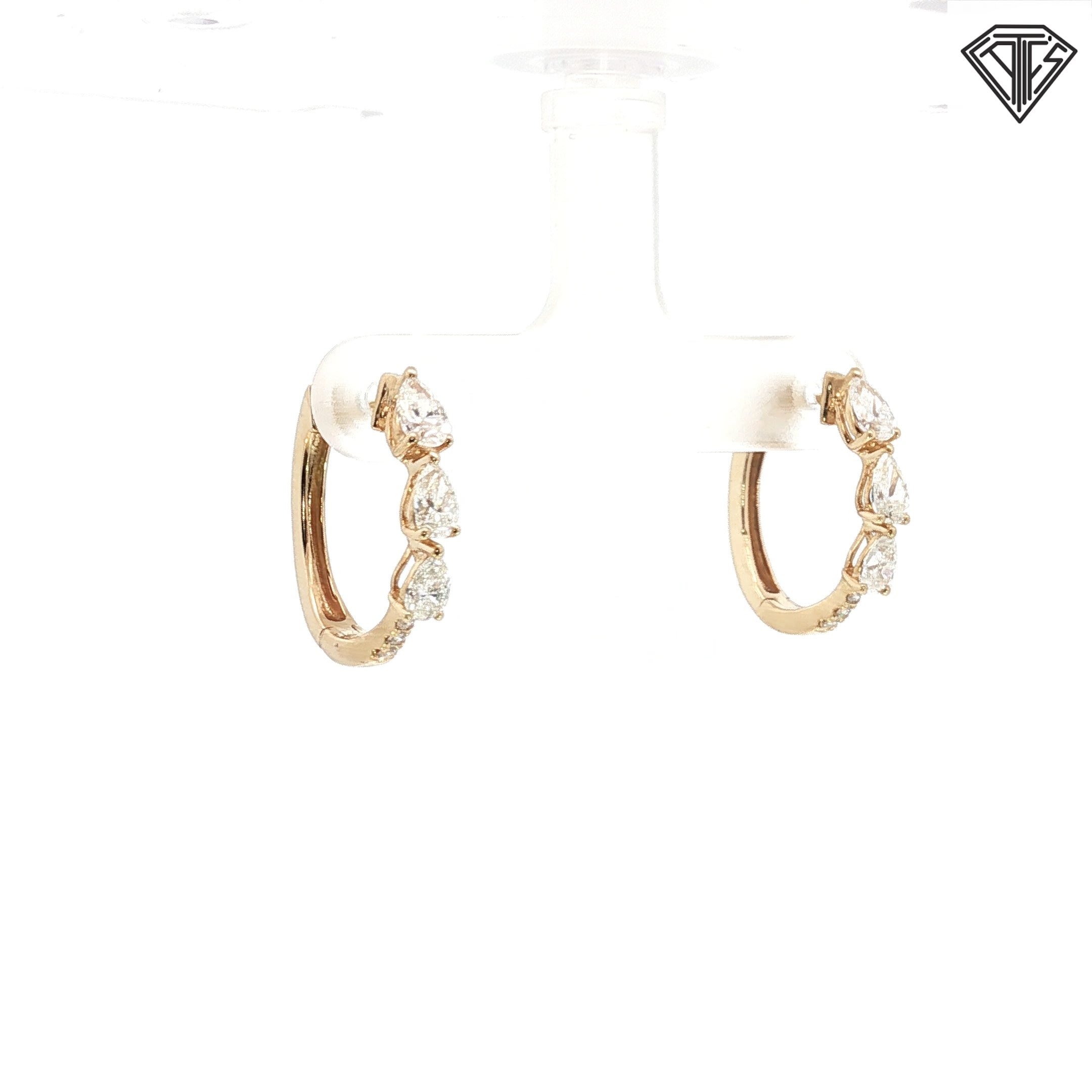 14k Yellow Gold 1.50ct G VS2 Pear Shape Diamond Huggies Earrings 3/4" x 1/2"