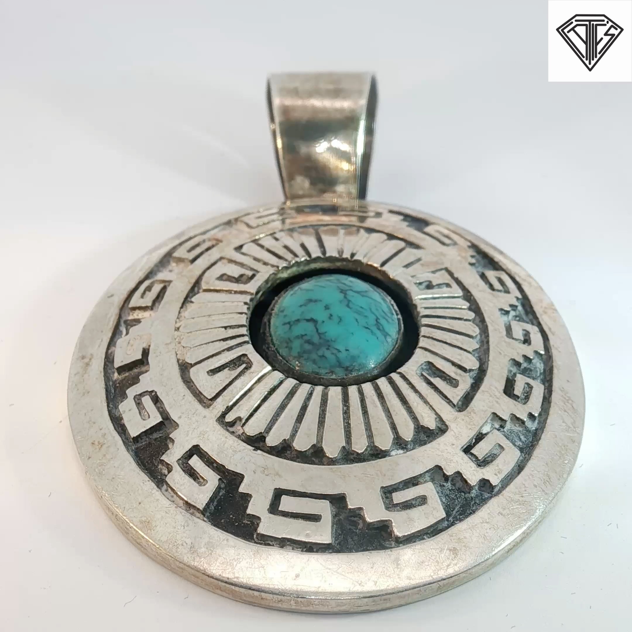 Vintage Navajo Silver Turquoise Pendant