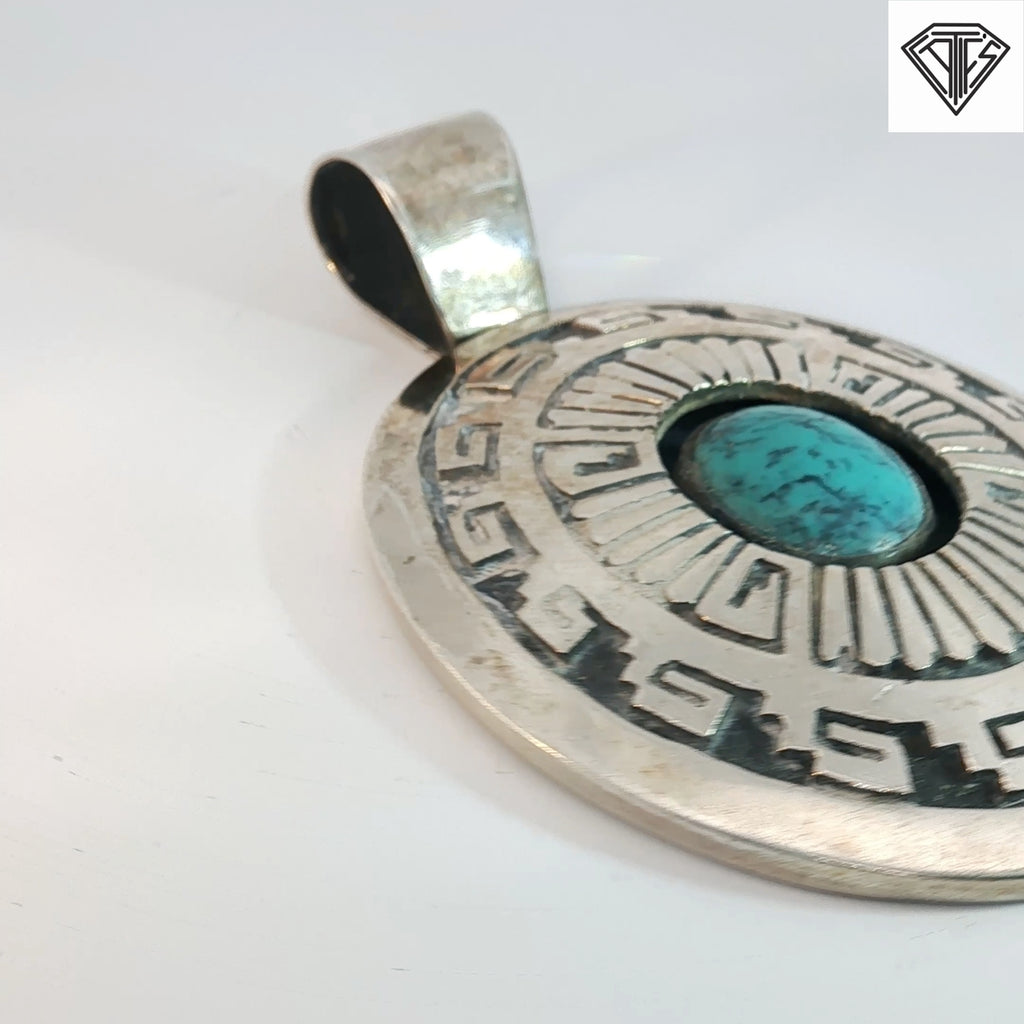 Vintage Navajo Silver Turquoise Pendant