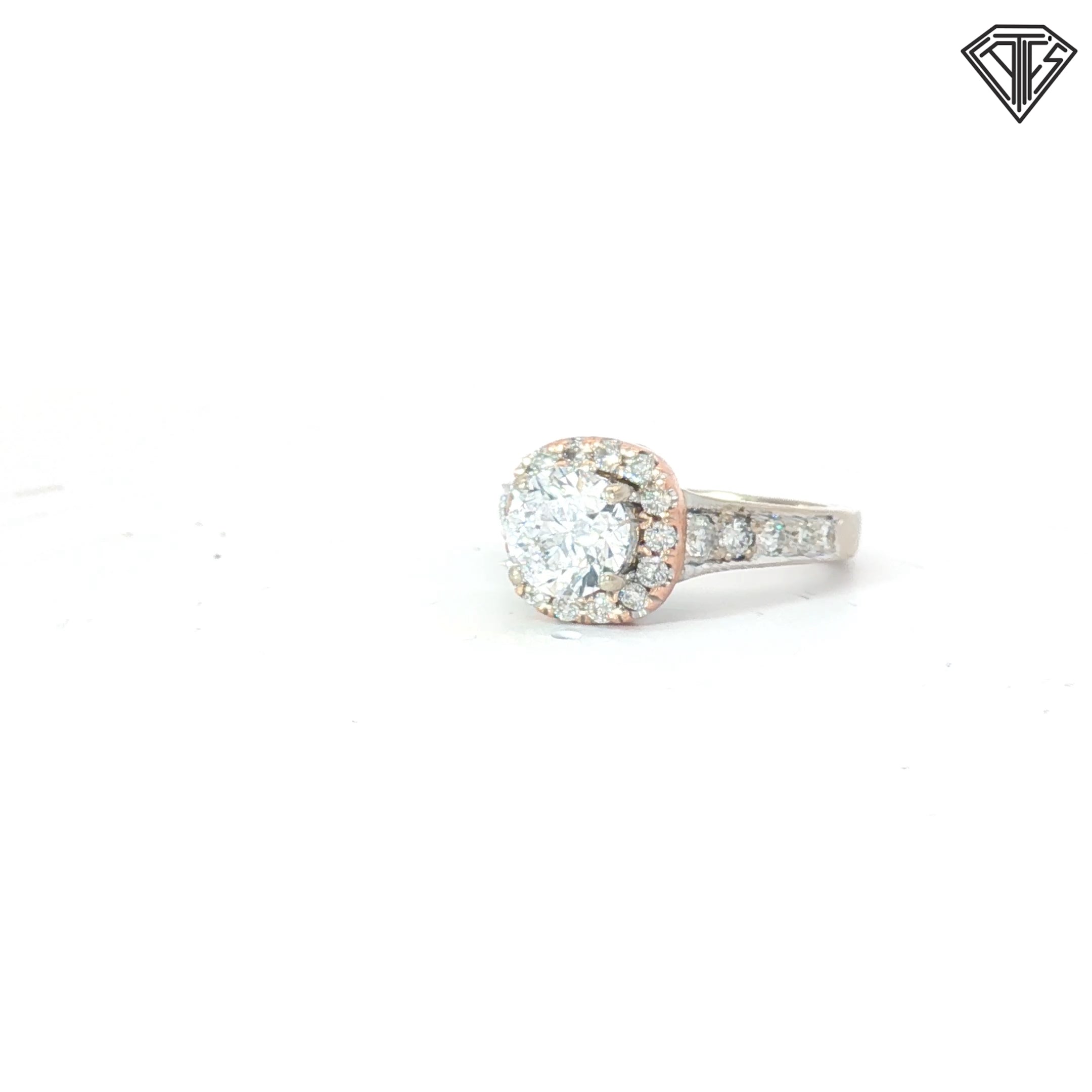 18k White Gold 1.50ct D I1 Round Diamond / Rose Gold Halo .75ct F VS2 Round Diamond with U Shape European Shank Solitaire Engagement Ring Certified By GIA #7462755960