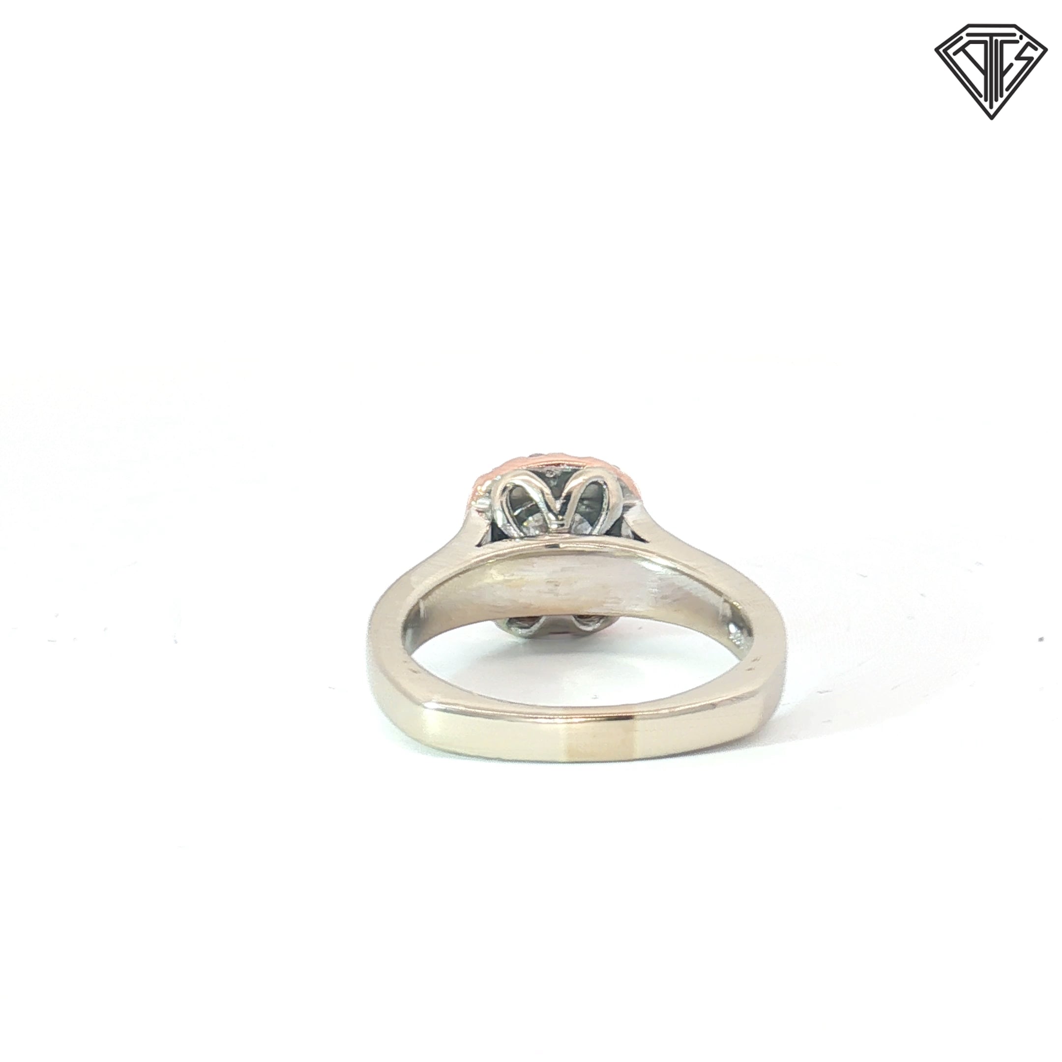 18k White Gold 1.50ct D I1 Round Diamond / Rose Gold Halo .75ct F VS2 Round Diamond with U Shape European Shank Solitaire Engagement Ring Certified By GIA #7462755960