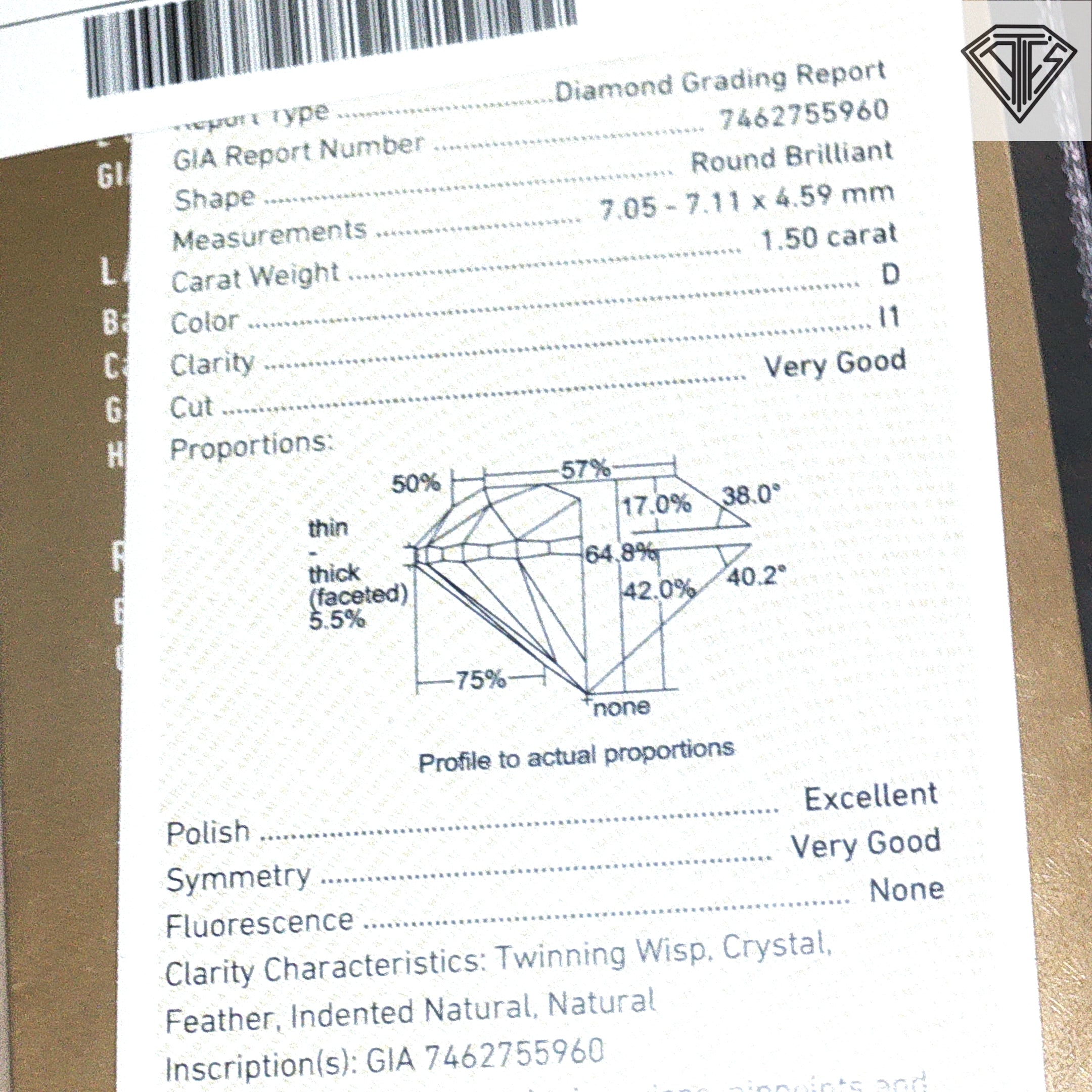 18k White Gold 1.50ct D I1 Round Diamond / Rose Gold Halo .75ct F VS2 Round Diamond with U Shape European Shank Solitaire Engagement Ring Certified By GIA #7462755960