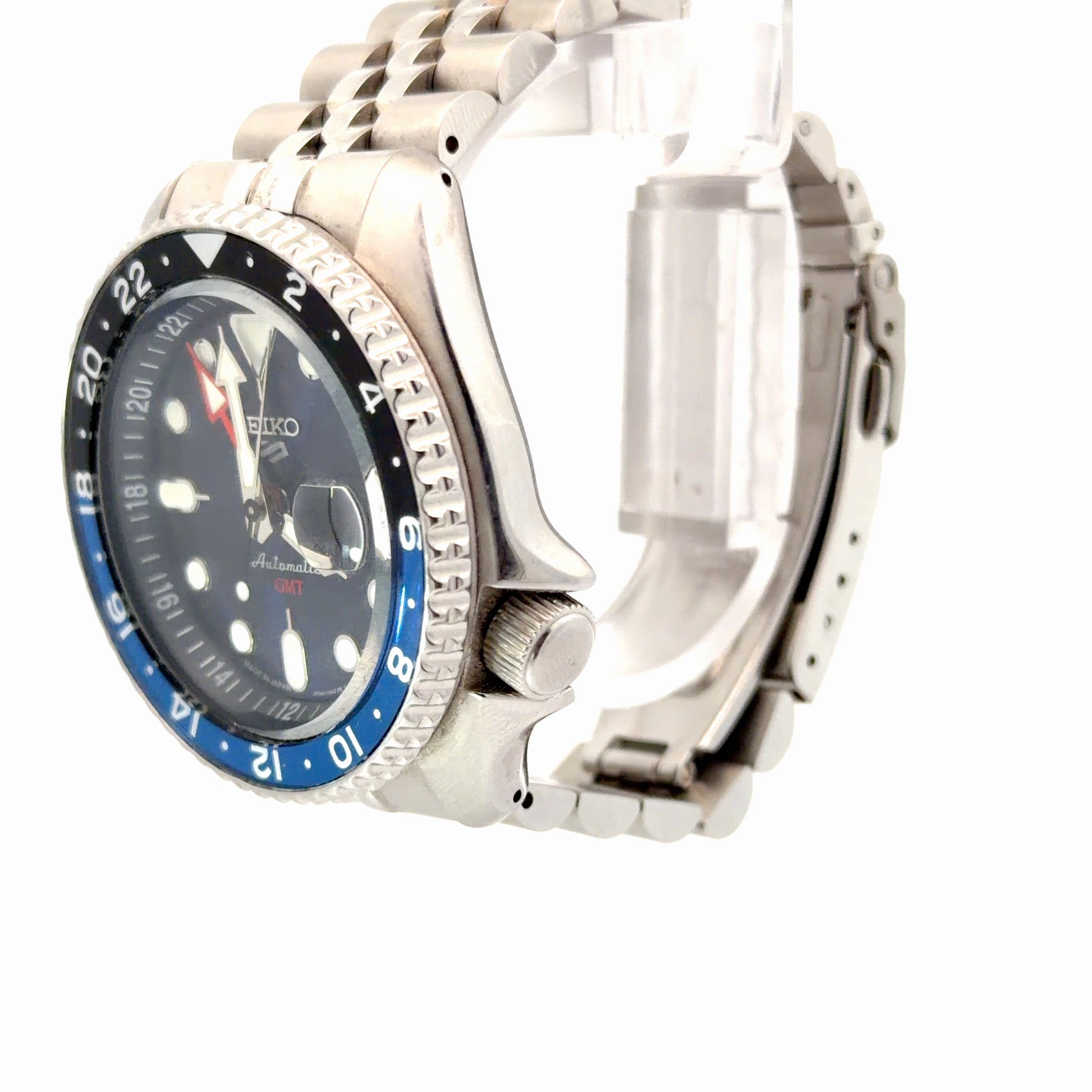 Pre-Owned Seiko 5 Sports SKX Style GMT / Automatic/ 42.5mm/ Blue Dial/ Date/ Steel Case and Band