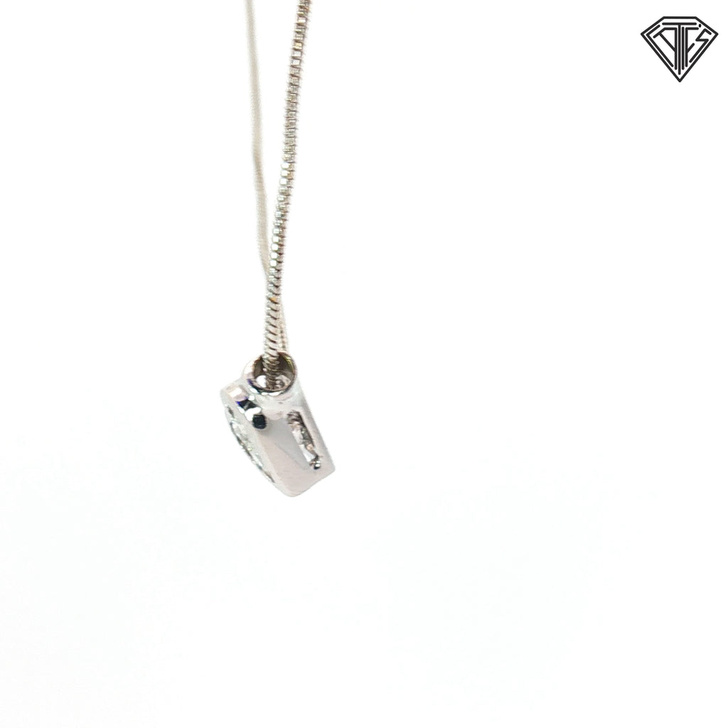14k White Gold .35ct F VS2 Princess Cut Diamond Invisible Set Heart Pendant