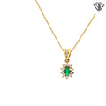 18k Yellow Gold .25ct Oval Emerald AAA/ .10ct F VS2 Round Diamond Pendant