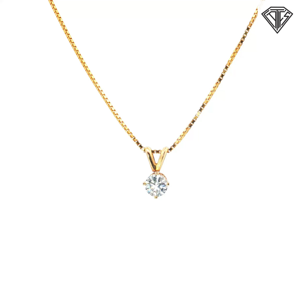 18k Yellow Gold .50ct G SI1 Round Diamond Solitaire Pendant