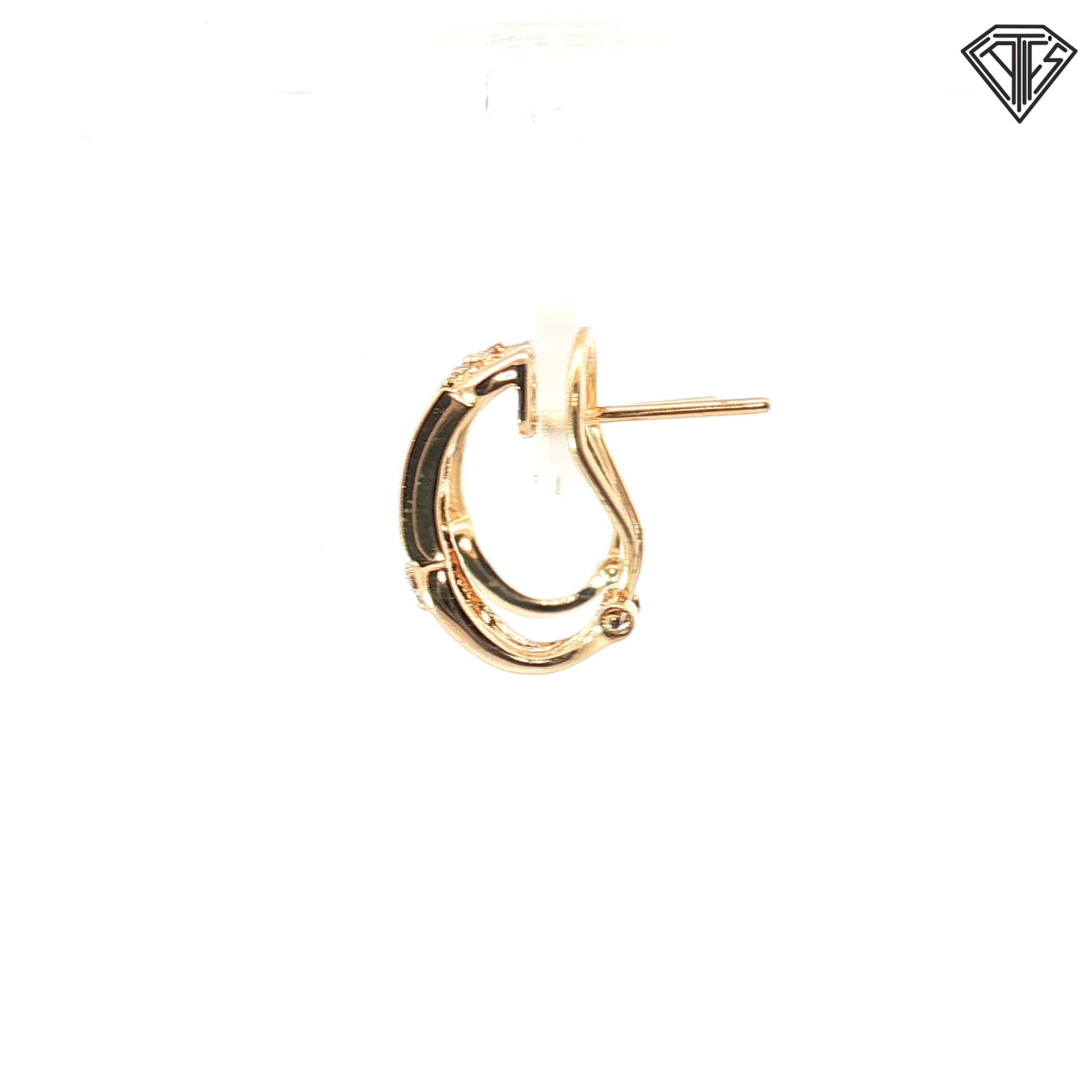 14k Yellow Gold .75ct Princess Cut Emerald/ .10ct G SI1 Round Diamond Huggie Earrings