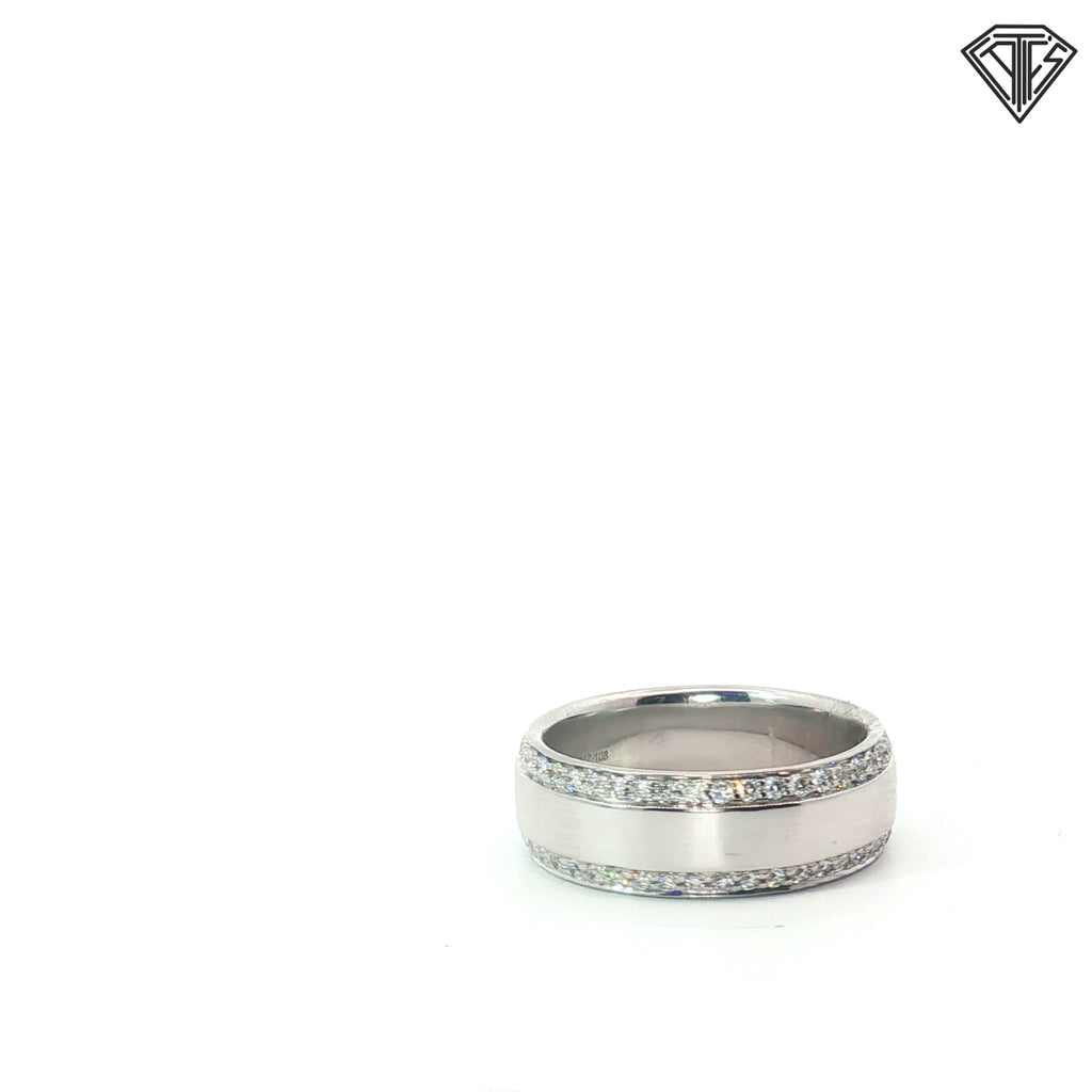 14k White Gold 1.00ct G VS2 Round Diamond Designer (Daussi) Men Wedding Band Size 8.5