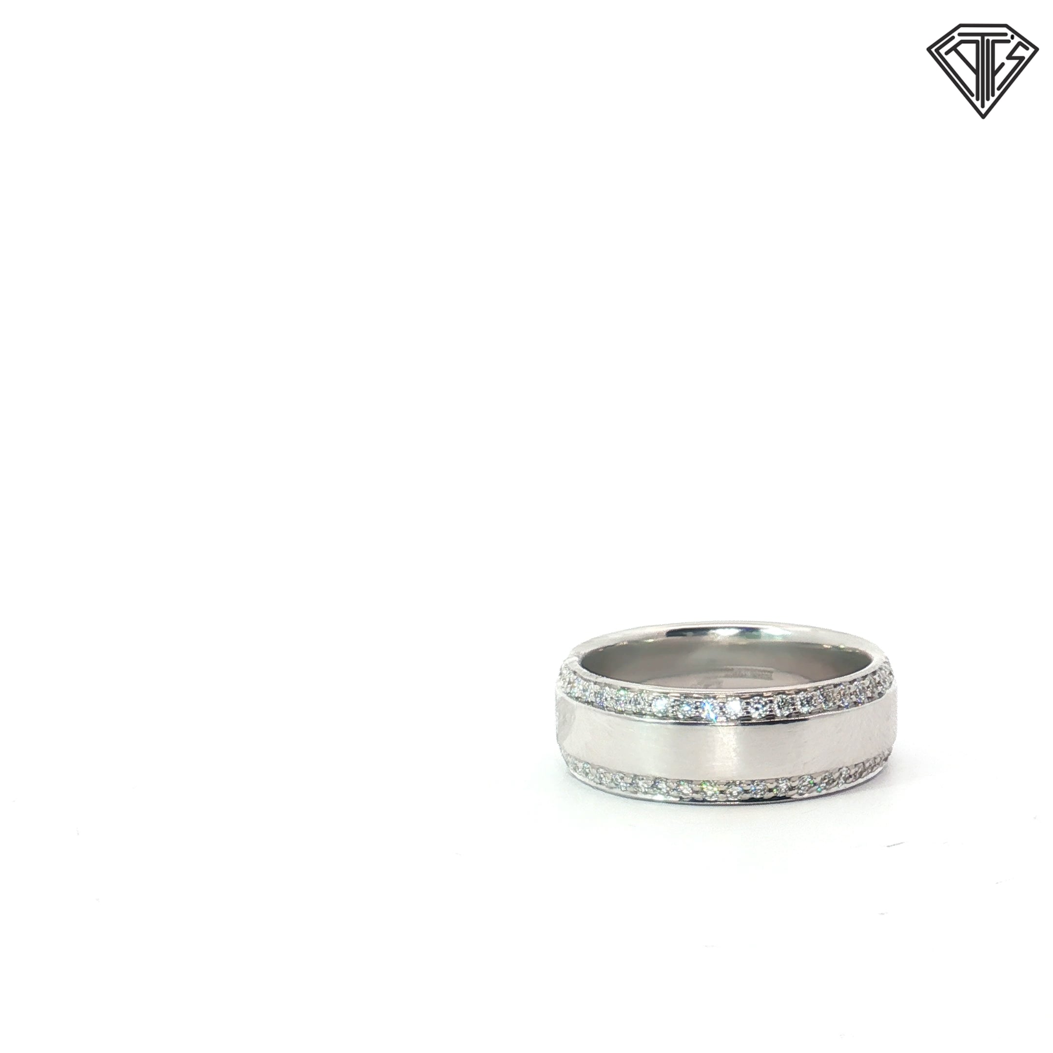 14k White Gold 1.00ct G VS2 Round Diamond Designer (Daussi) Men Wedding Band Size 8.5